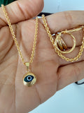 Cadena más dije y pulsera y argollas