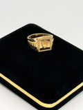 18K Italian Gold Crown R.X Square Ring with White Zirconia – 4.46 g