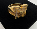 18K Italian Gold V Ring with White Zirconia – 7.77 g