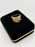 Anillo C Cuadrado Zirconia Blanca Oro 18K Italiano 10.27 g