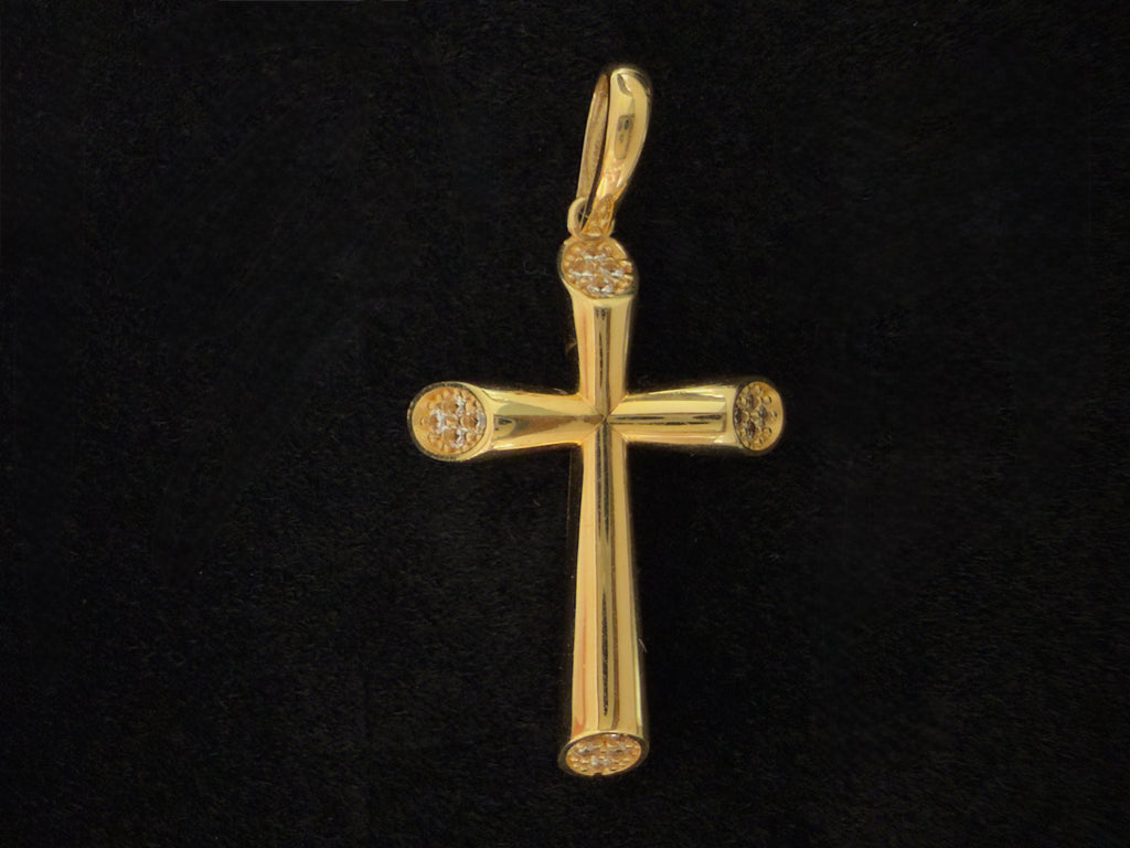 Dije Cruz Zirconias Blancas Oro 18K Italiano 2.92  g
