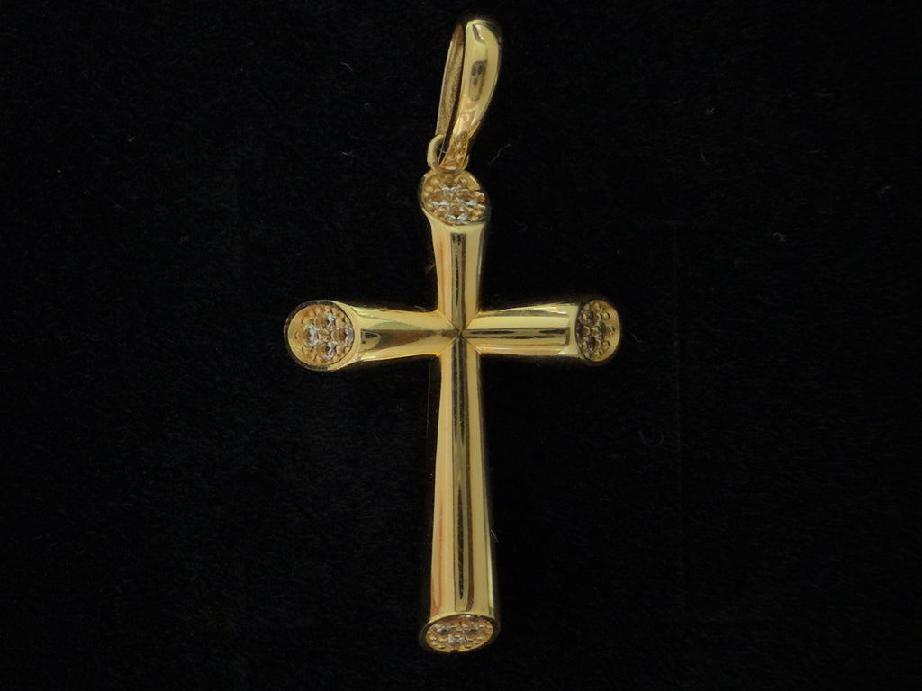 Dije Cruz Zirconias Blancas Oro 18K Italiano 2.92  g