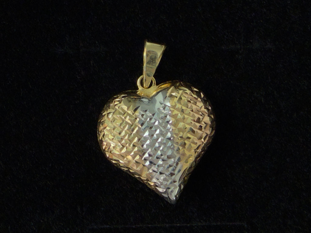 Dije Corazon Oro Blanco y Amarillo 18K Italiano