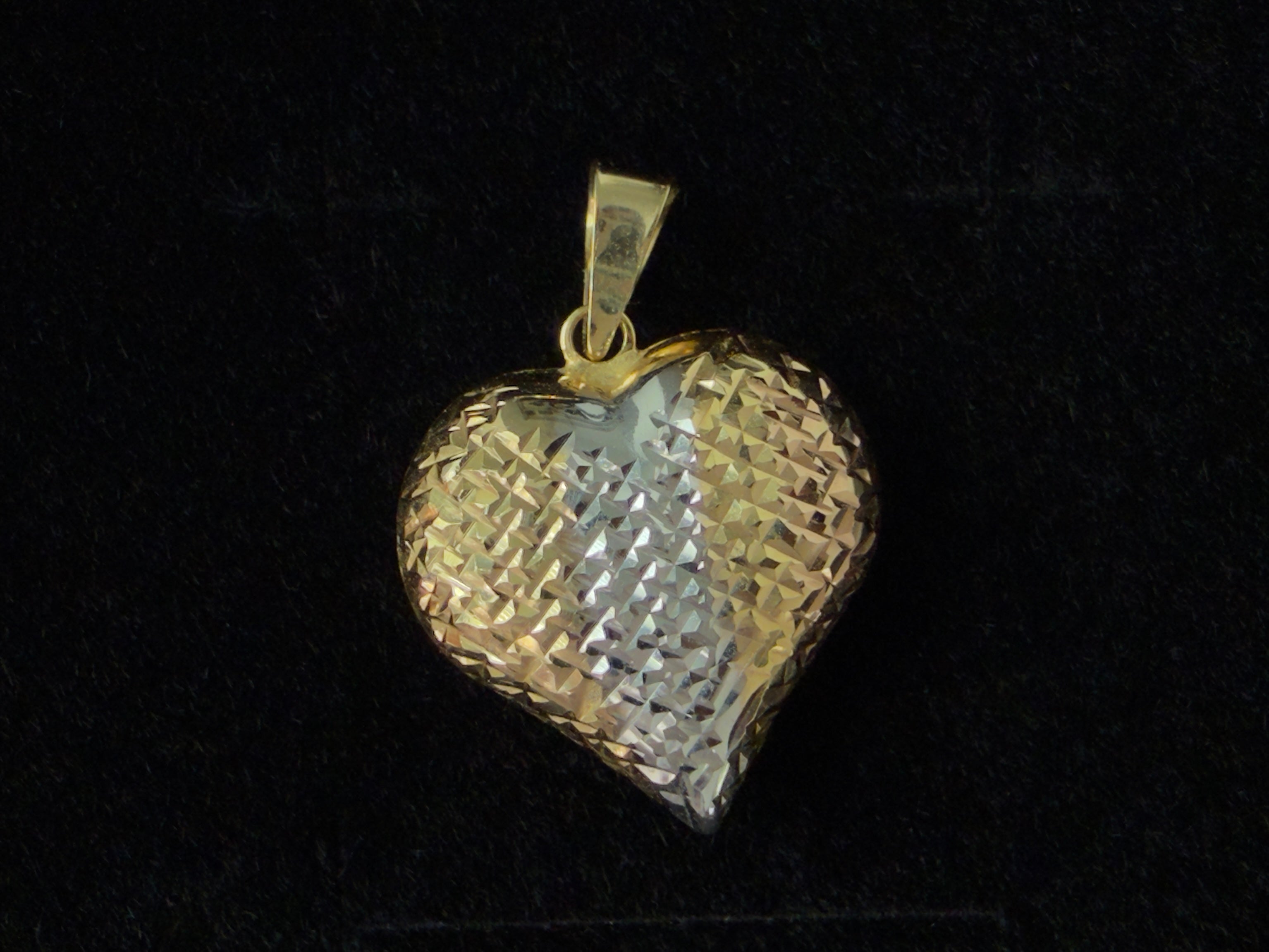 Dije Corazon Oro Blanco y Amarillo 18K Italiano