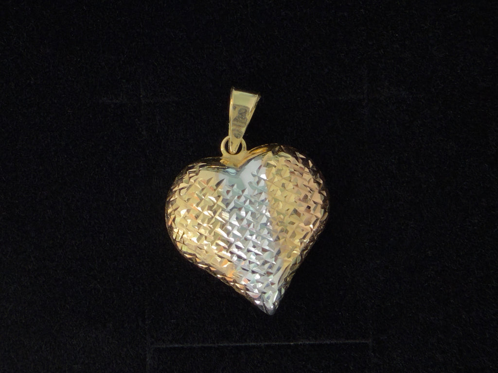 Dije Corazon Oro Blanco y Amarillo 18K Italiano