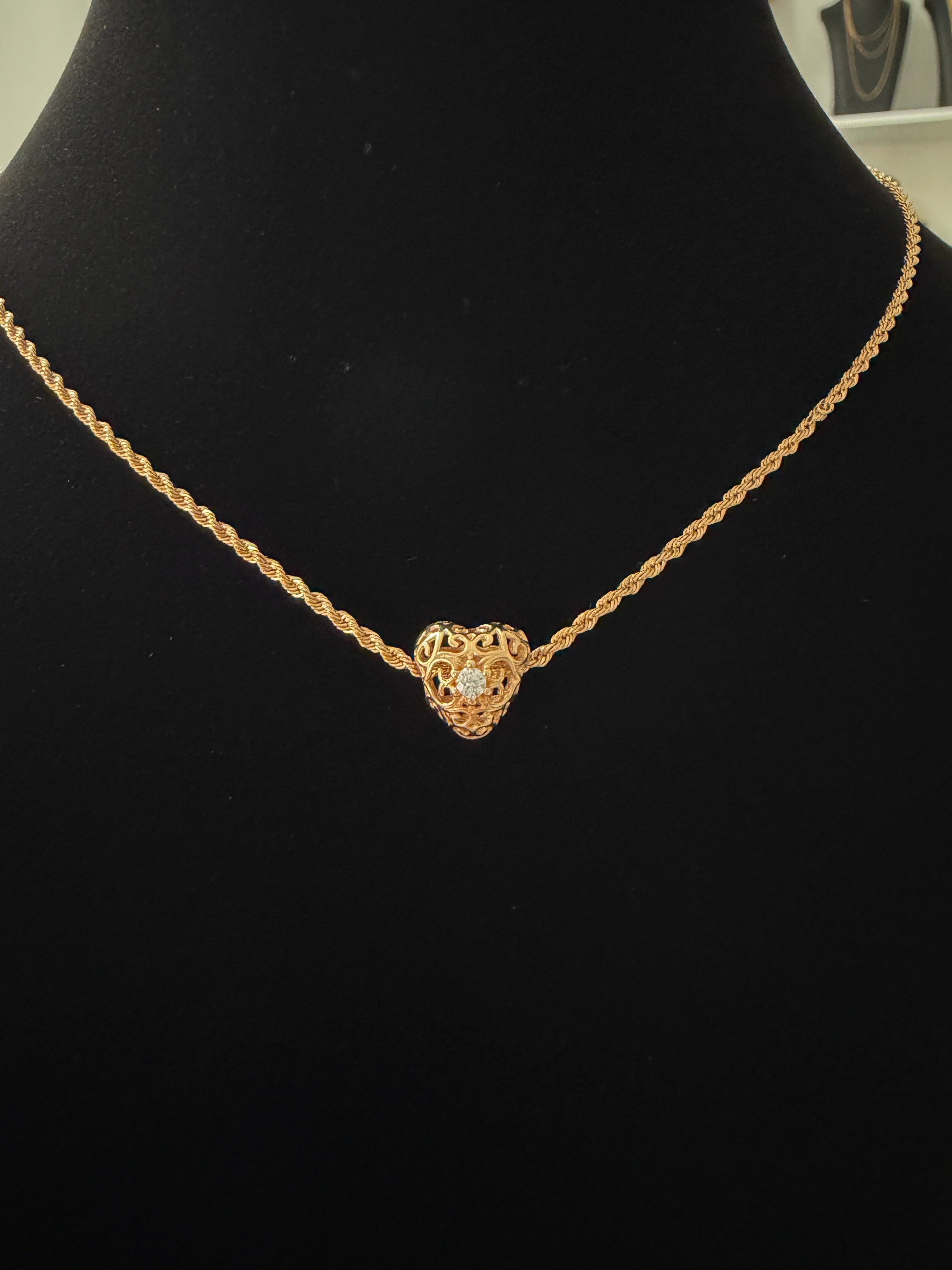 Dije Corazon Zirconia Blanca Oro 18K Italiano 1.07 g