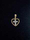 Dije Corazon Cruz Zirconias Blancas Oro 18K Italiano 0.78 g