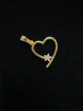 Dije Corazon Flor Zirconia Blanca Oro 18K Italiano 0.95 g