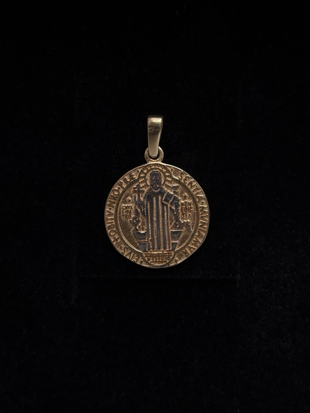 Dije Medalla San Benito Maria Oro 18K Italiano 2 g