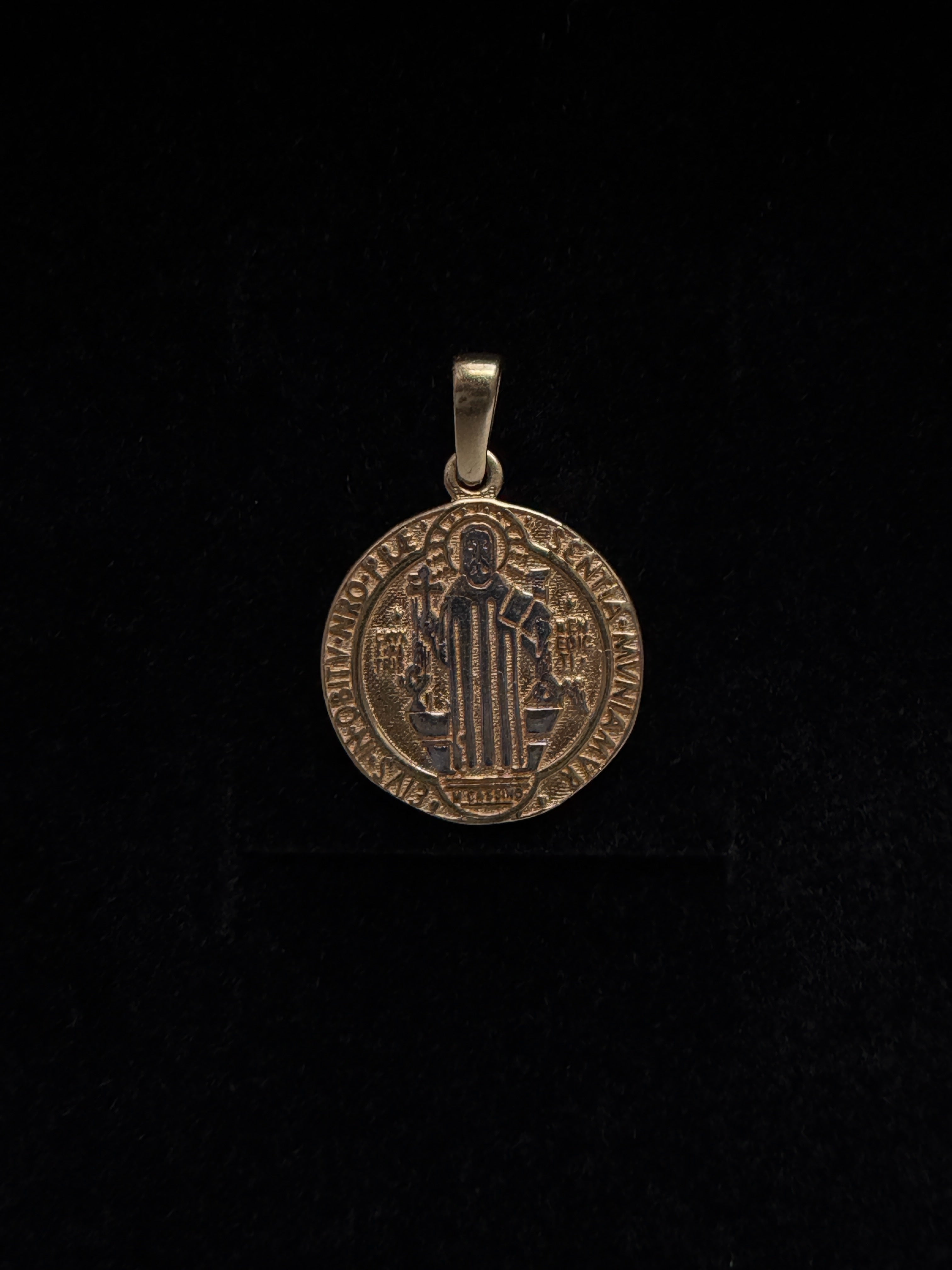 Dije Medalla San Benito Maria Oro 18K Italiano 2 g