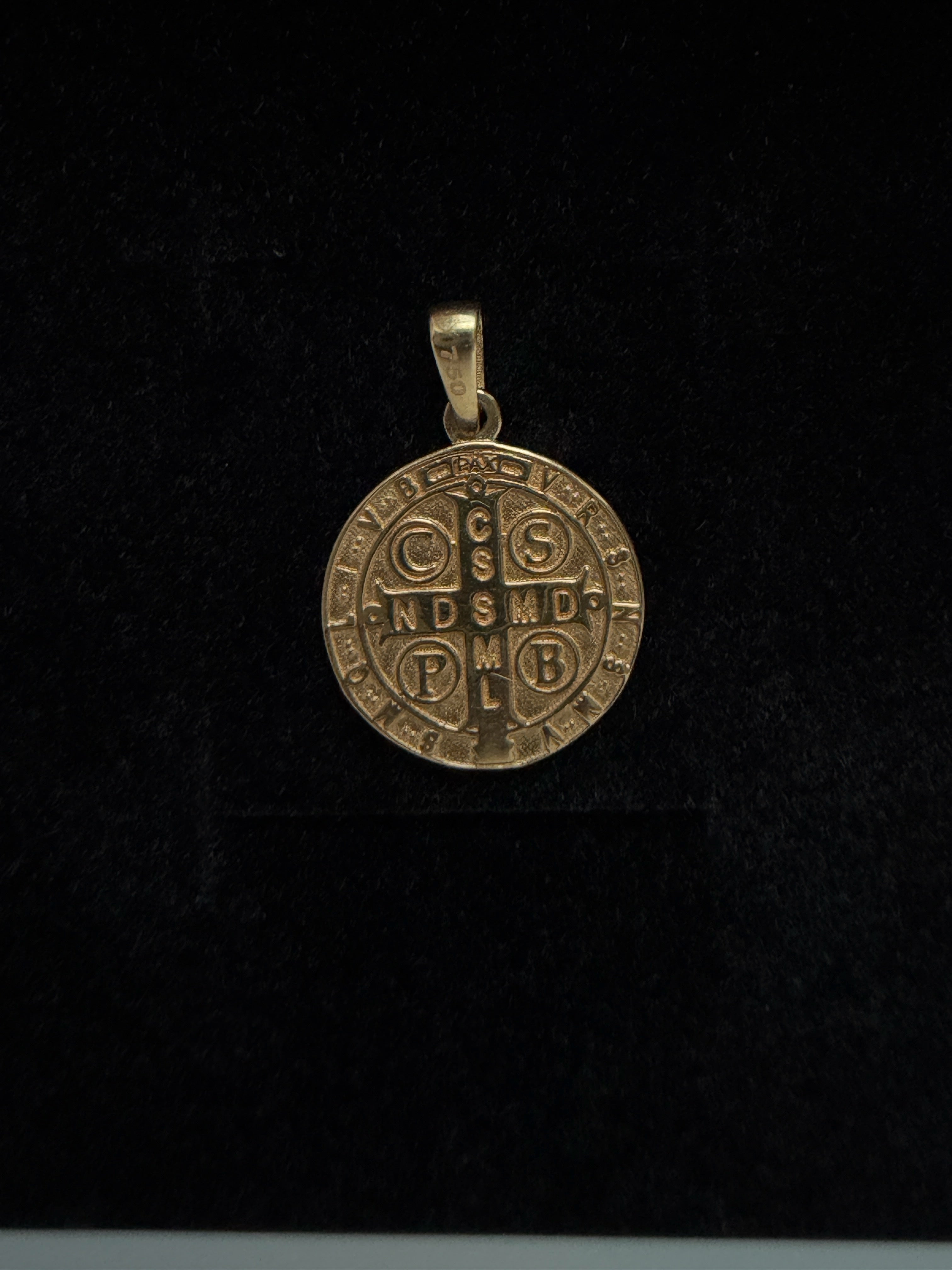 Dije Medalla San Benito Maria Oro 18K Italiano 2 g