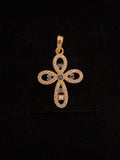 Dije Cruz Zirconias Blancas y Azules Oro 18K Italiano 1.55 g