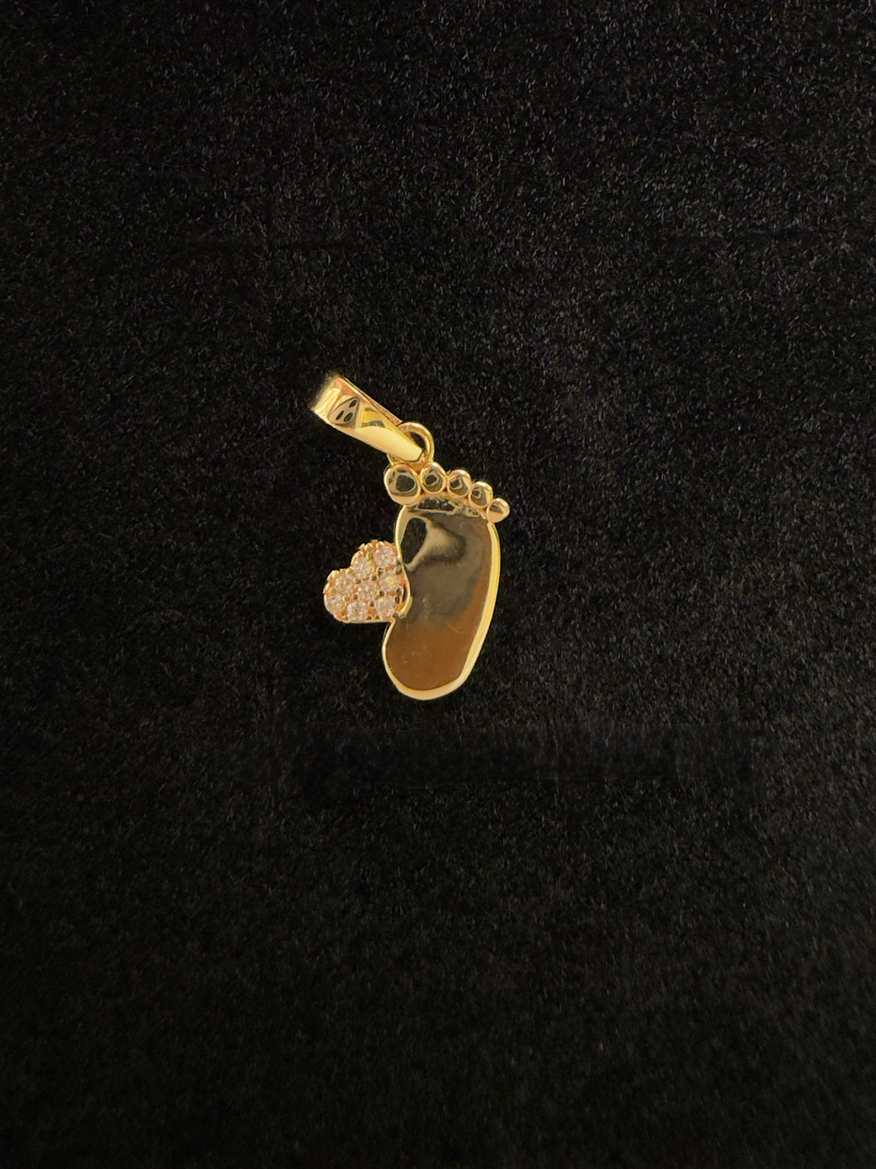 Dije Huella Zirconia Blanca Oro 18K Italiano 1 g