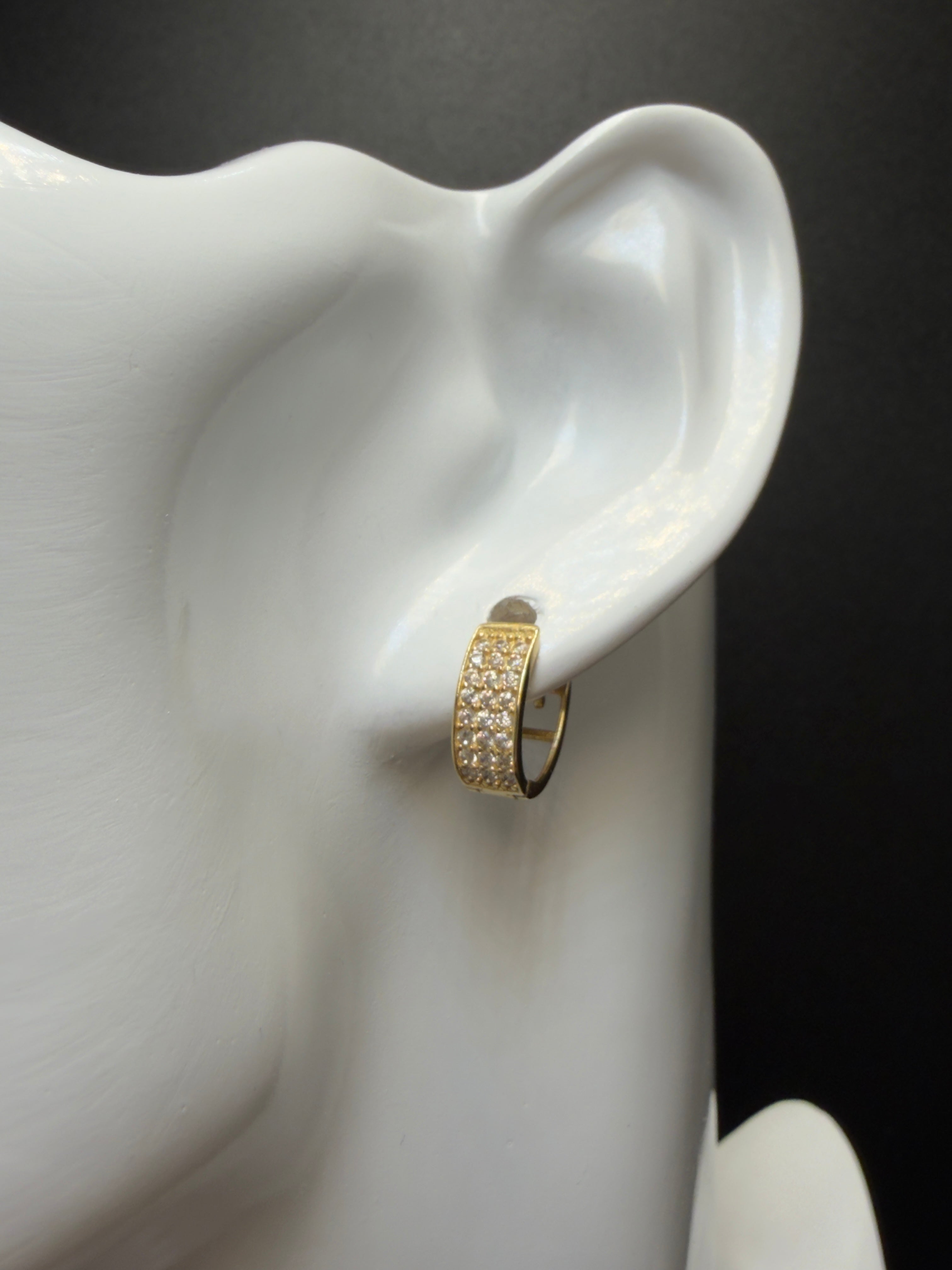 Argollas - Candongas zirconia blanca Oro 18K Italiano