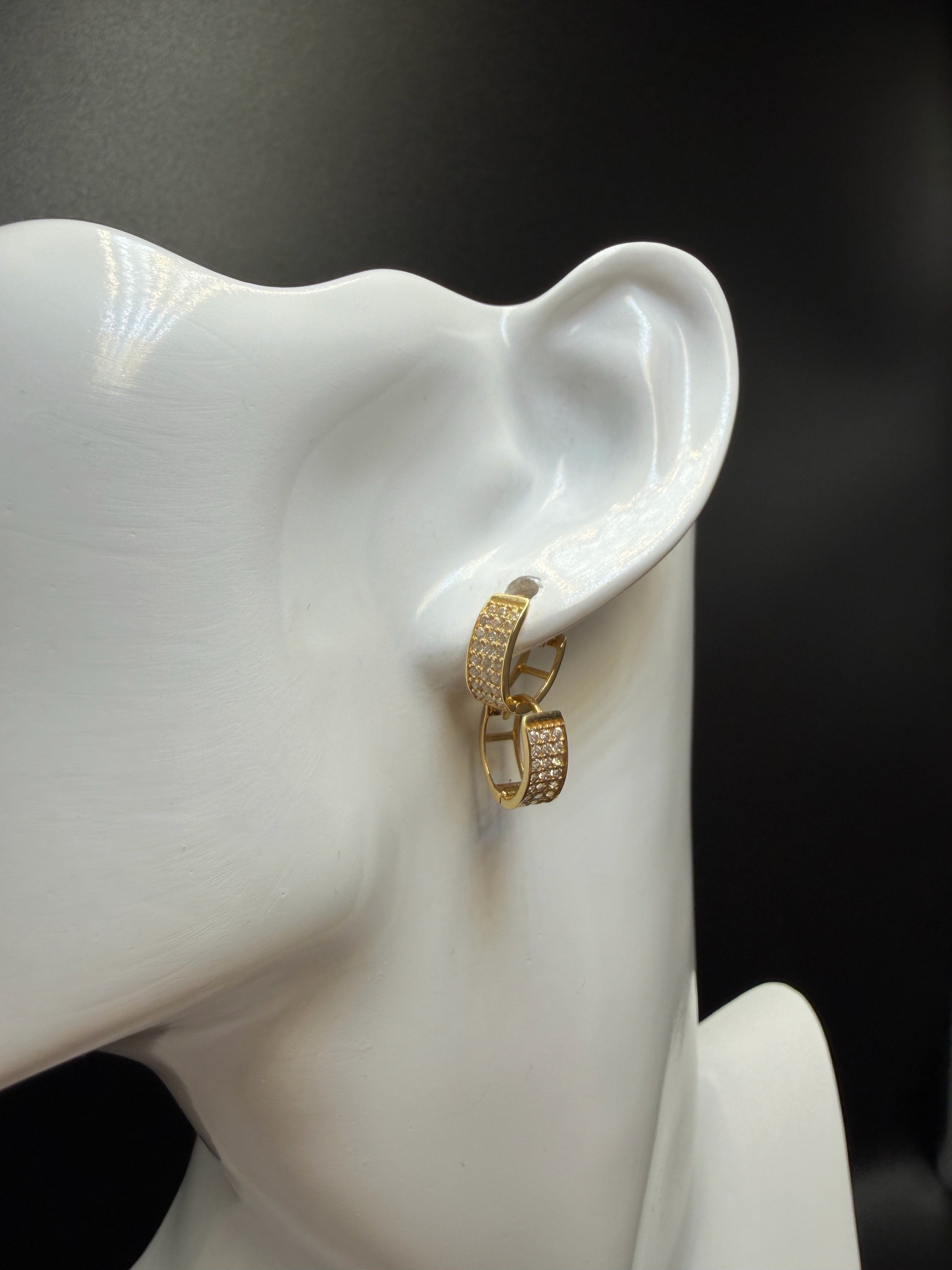Argollas - Candongas zirconia blanca Oro 18K Italiano