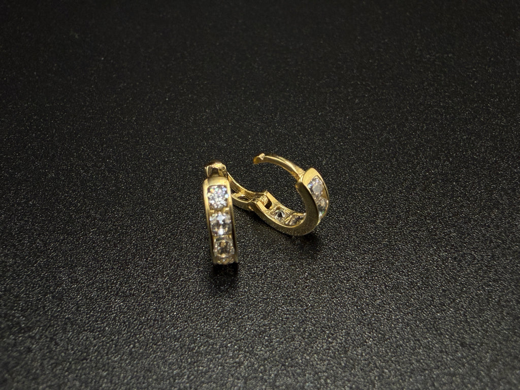 Argollas - Candongas Zirconia Blanca Oro 18K Italiano 2.31 g
