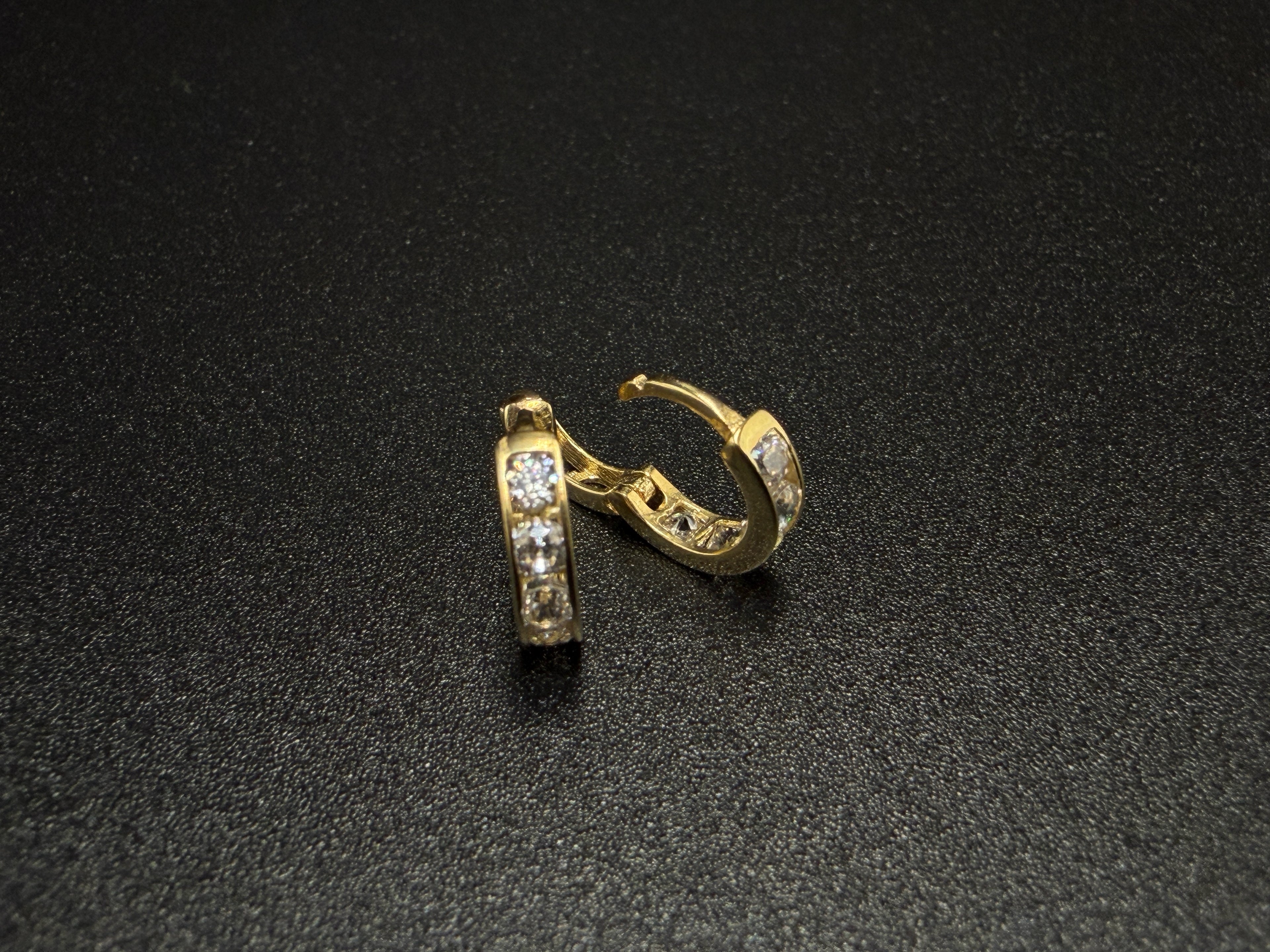 Argollas - Candongas Zirconia Blanca Oro 18K Italiano 2.31 g