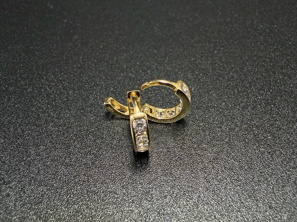 Argollas - Candongas Zirconia Blanca Oro 18K Italiano 2.31 g