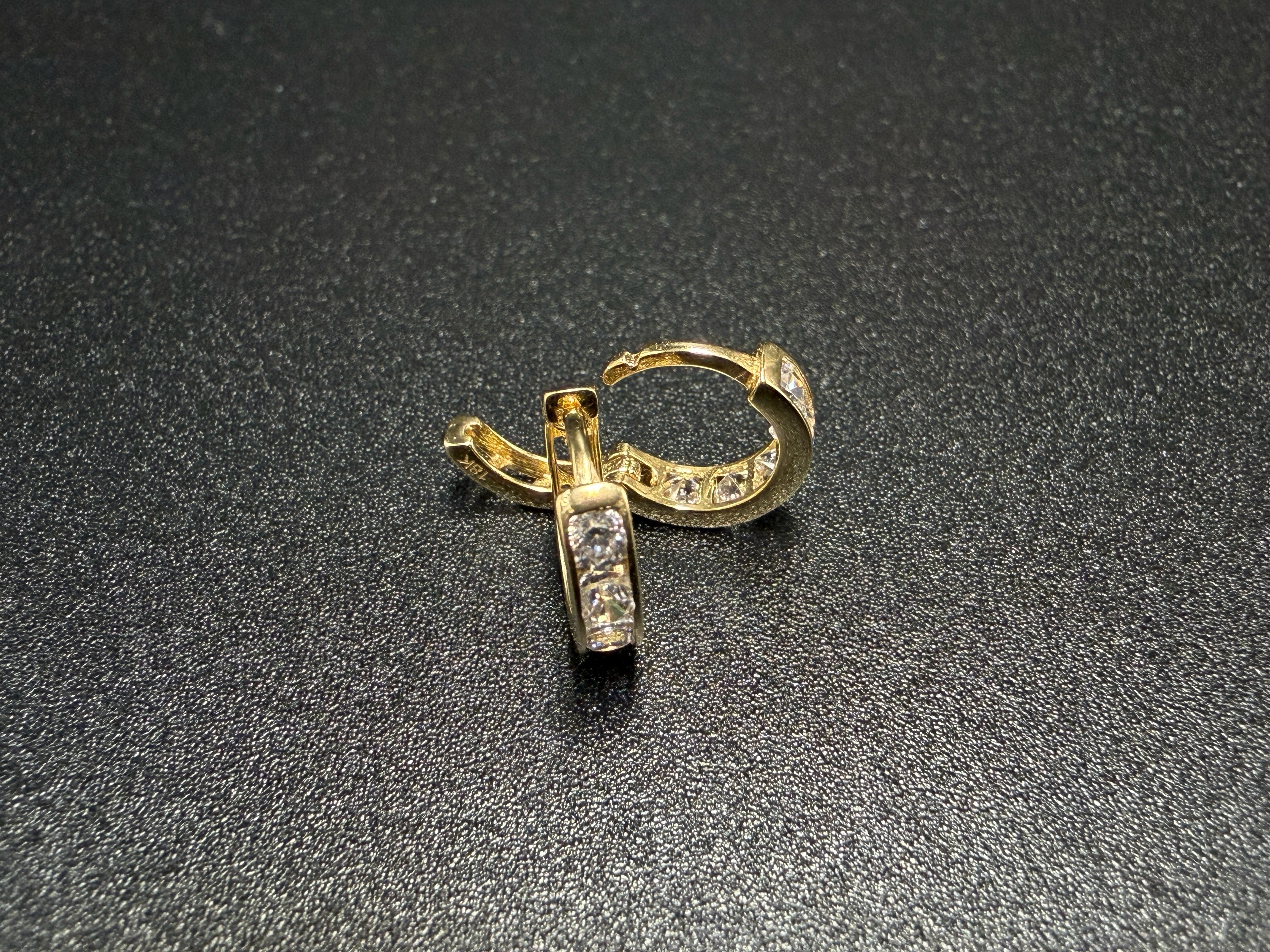 Argollas - Candongas Zirconia Blanca Oro 18K Italiano 2.31 g