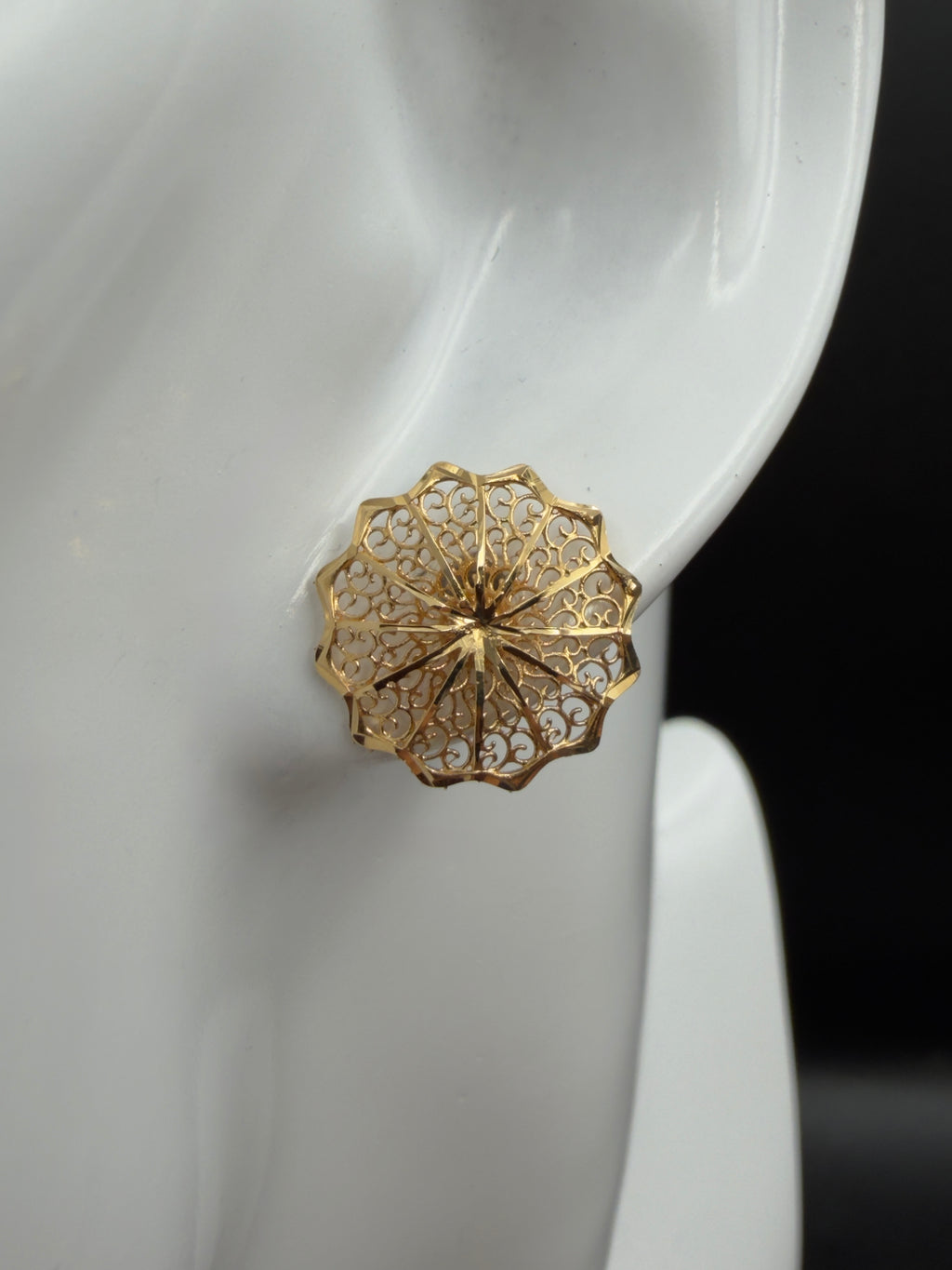 Aretes - Topos Flor Oro 18K Italiano 1.80 g