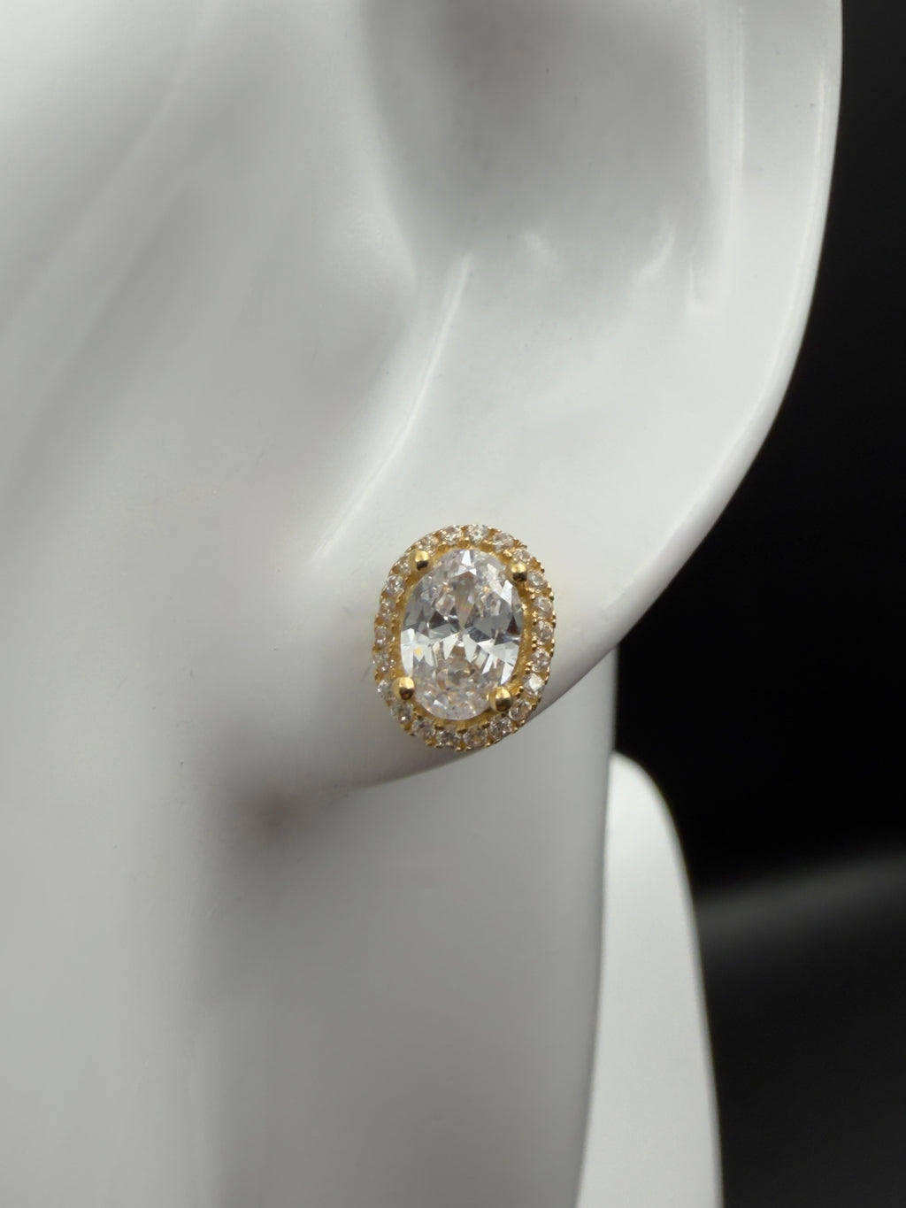 Aretes - Topos Oro Zirconia Blanca 18K Italiano 2.46 g