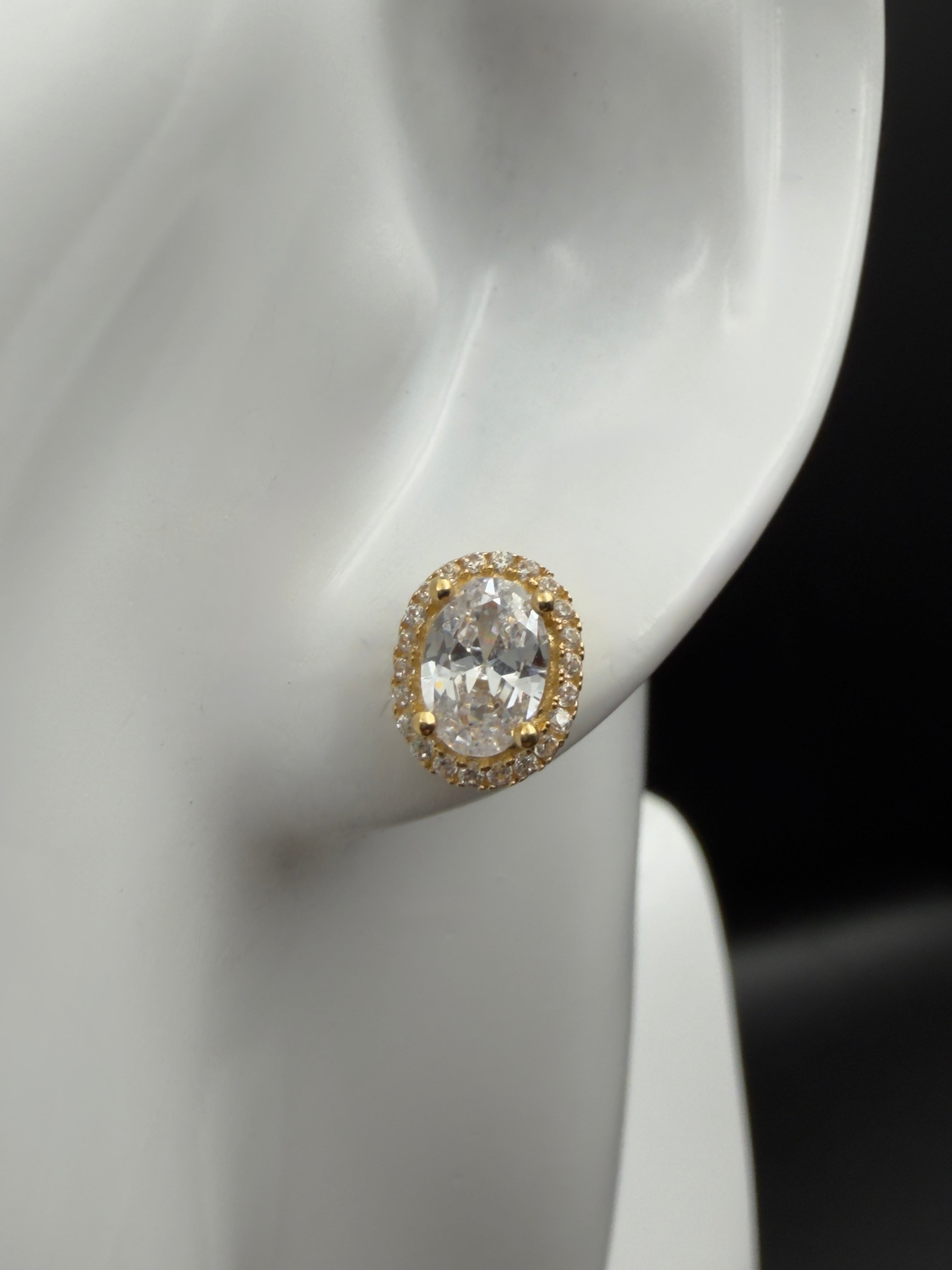 Aretes - Topos Oro Zirconia Blanca 18K Italiano 2.46 g