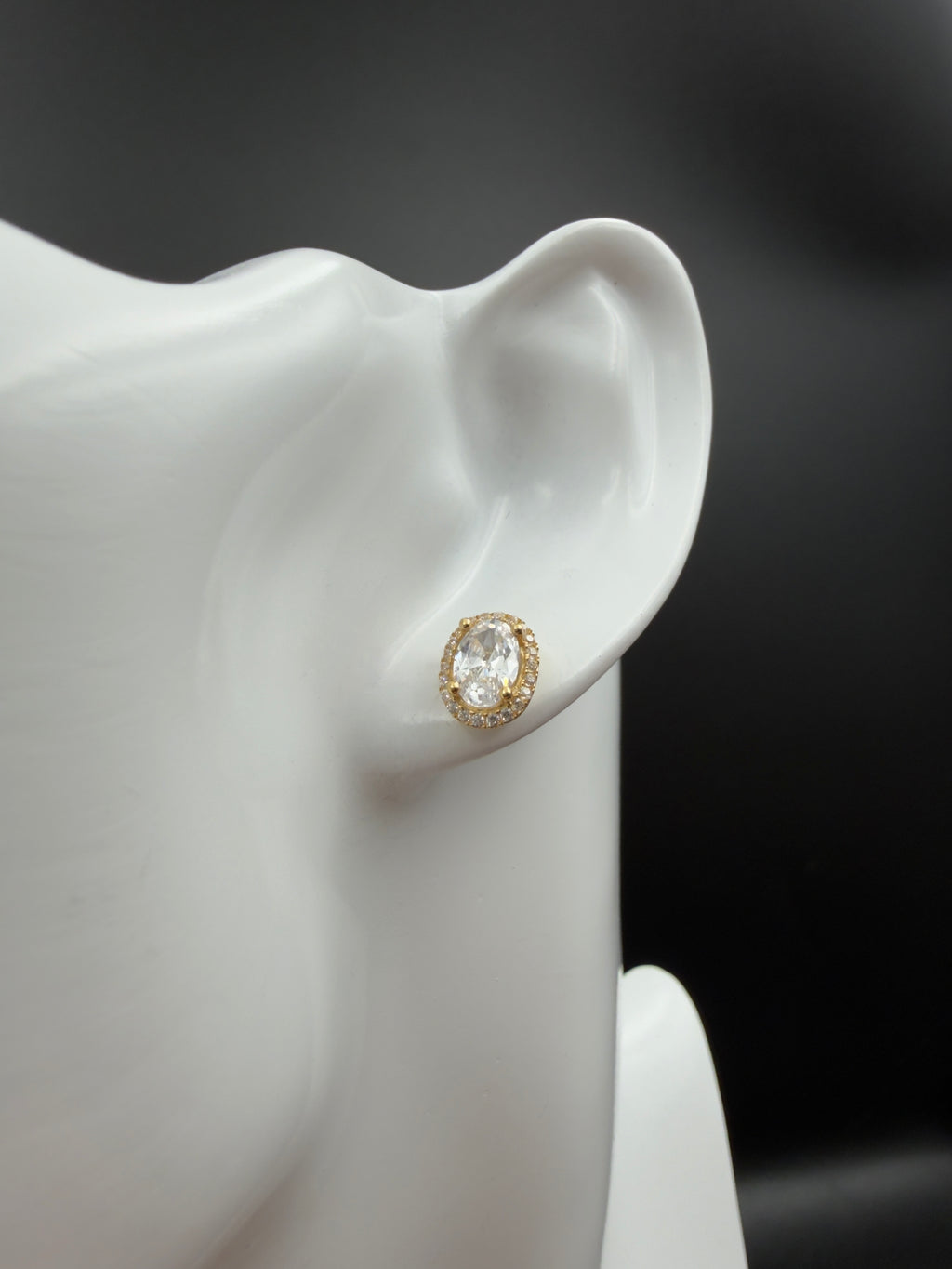 Aretes - Topos Oro Zirconia Blanca 18K Italiano 2.46 g