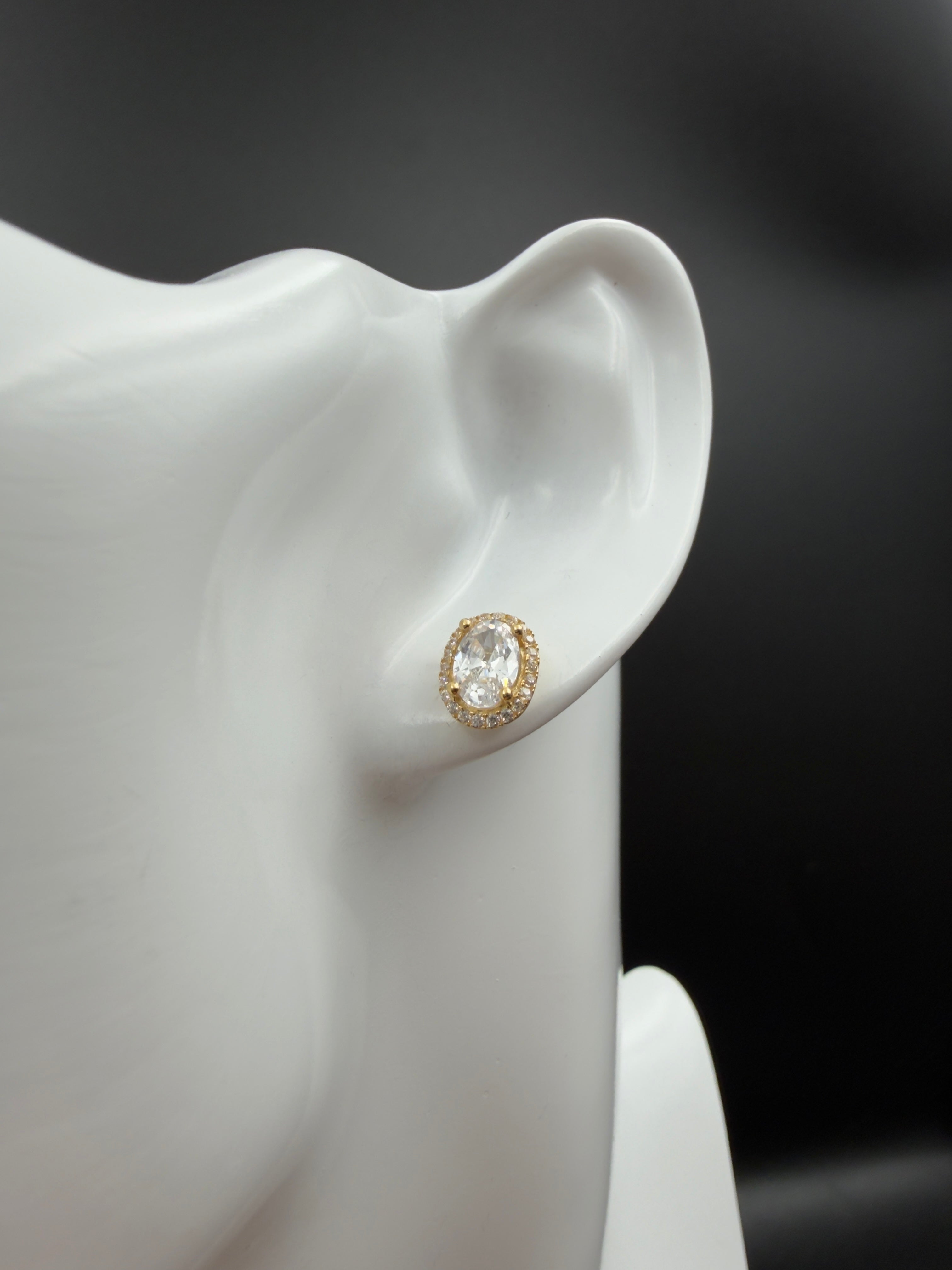 Aretes - Topos Oro Zirconia Blanca 18K Italiano 2.46 g