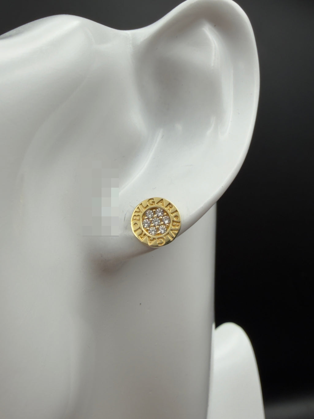Aretes - Topos B Zirconias Blancas Oro 18K Italiano 1.95 g