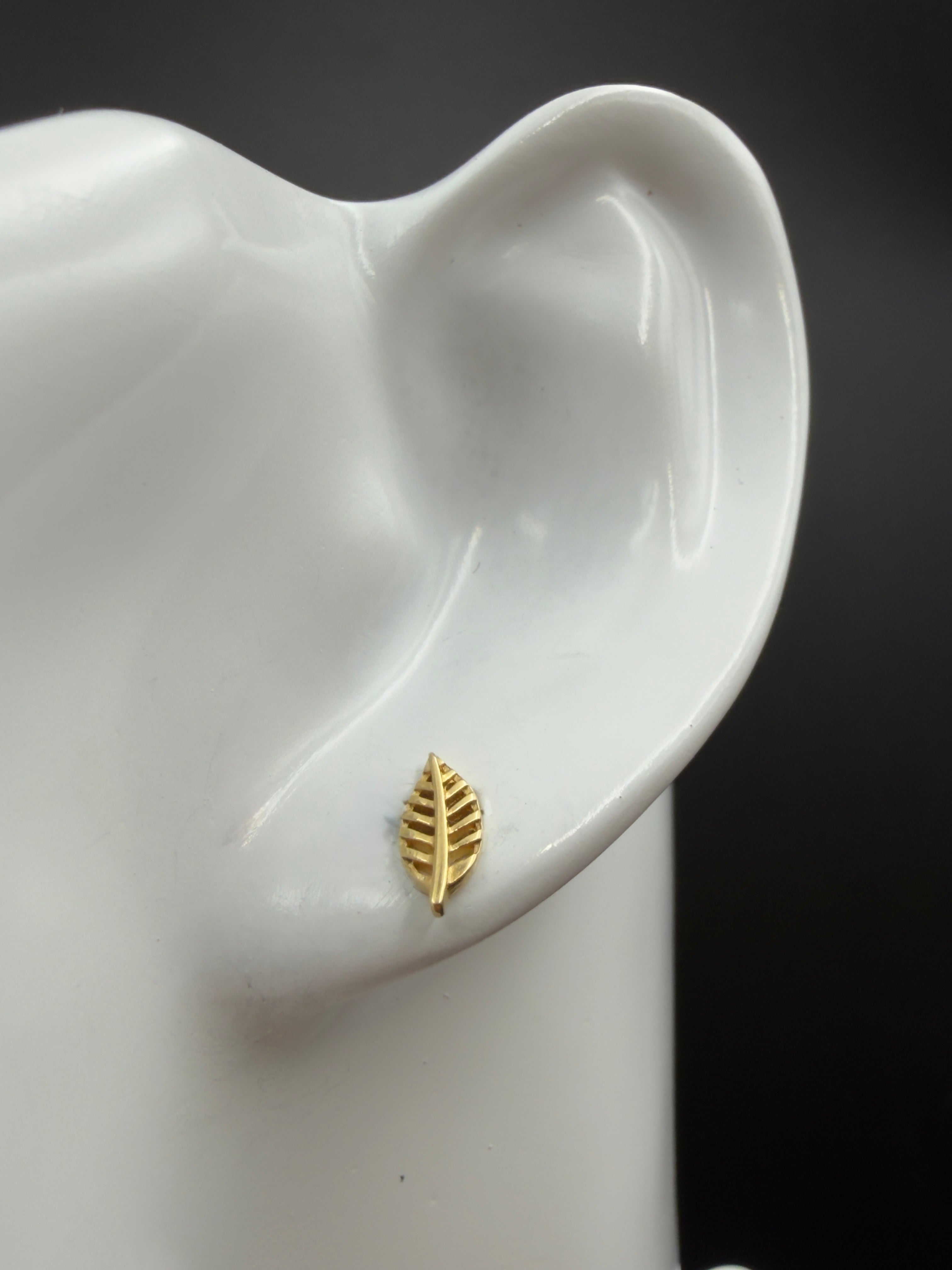Aretes - Topos Hoja Oro 18K Italiano