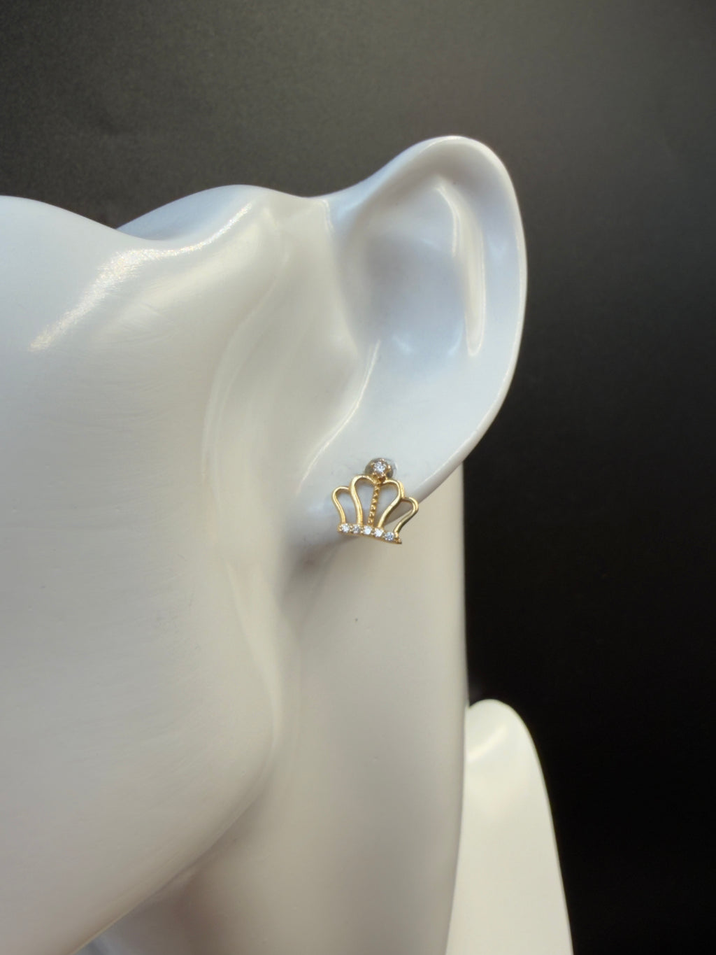 Aretes - Topos Corona Zirconias Blancas Oro 18K Italiano  1.23 g