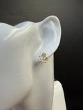 Aretes - Topos Corona Zirconias Blancas Oro 18K Italiano  1.23 g
