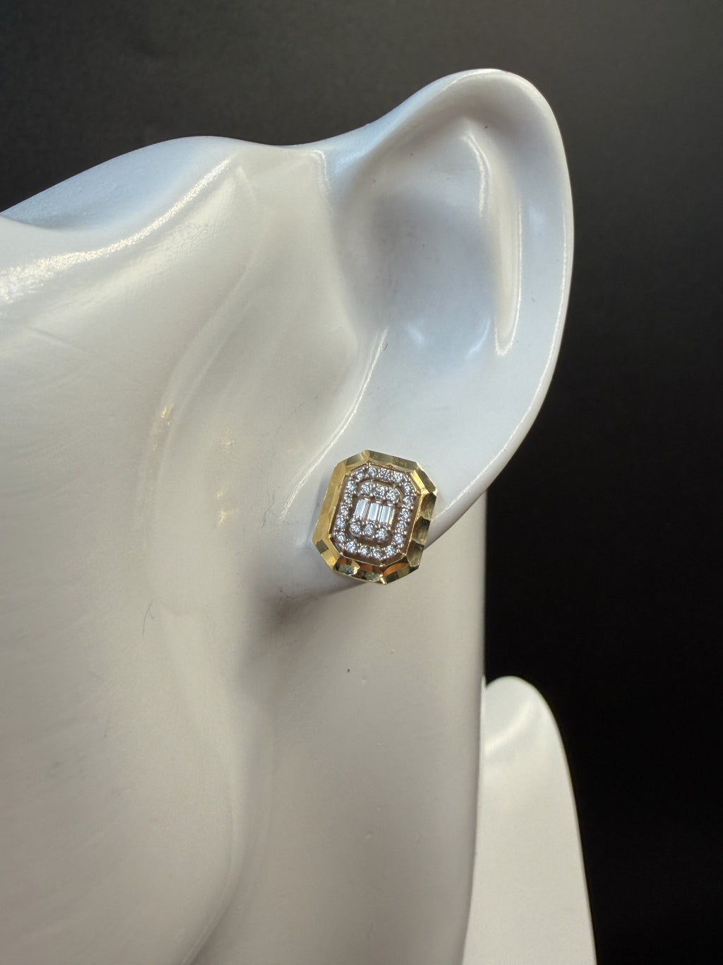 Aretes - Topos Zirconia Blanca Oro 18K Italiano 2.24 g