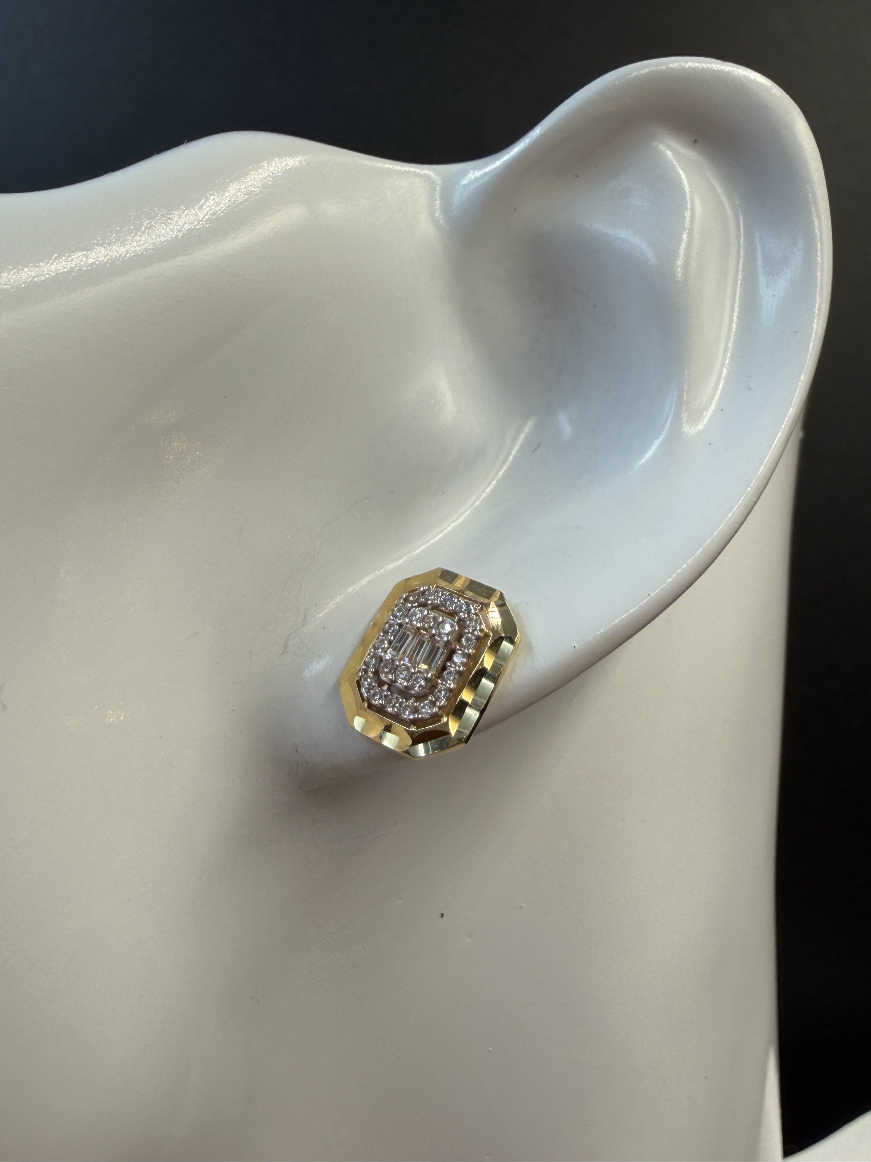 Aretes - Topos Zirconia Blanca Oro 18K Italiano 2.24 g