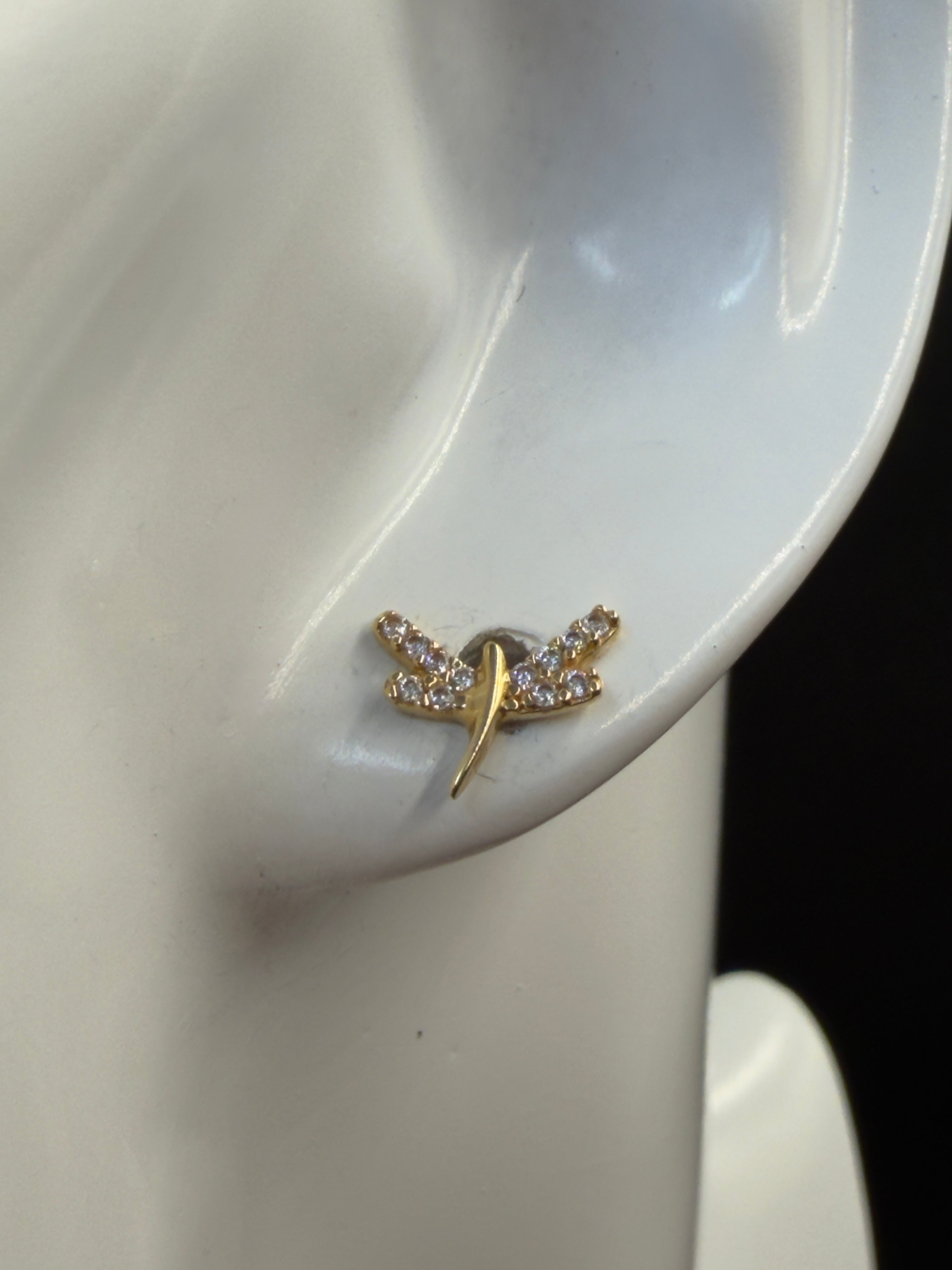 Aretes - Topos Libélula Oro 18K Italiano  1.22 g