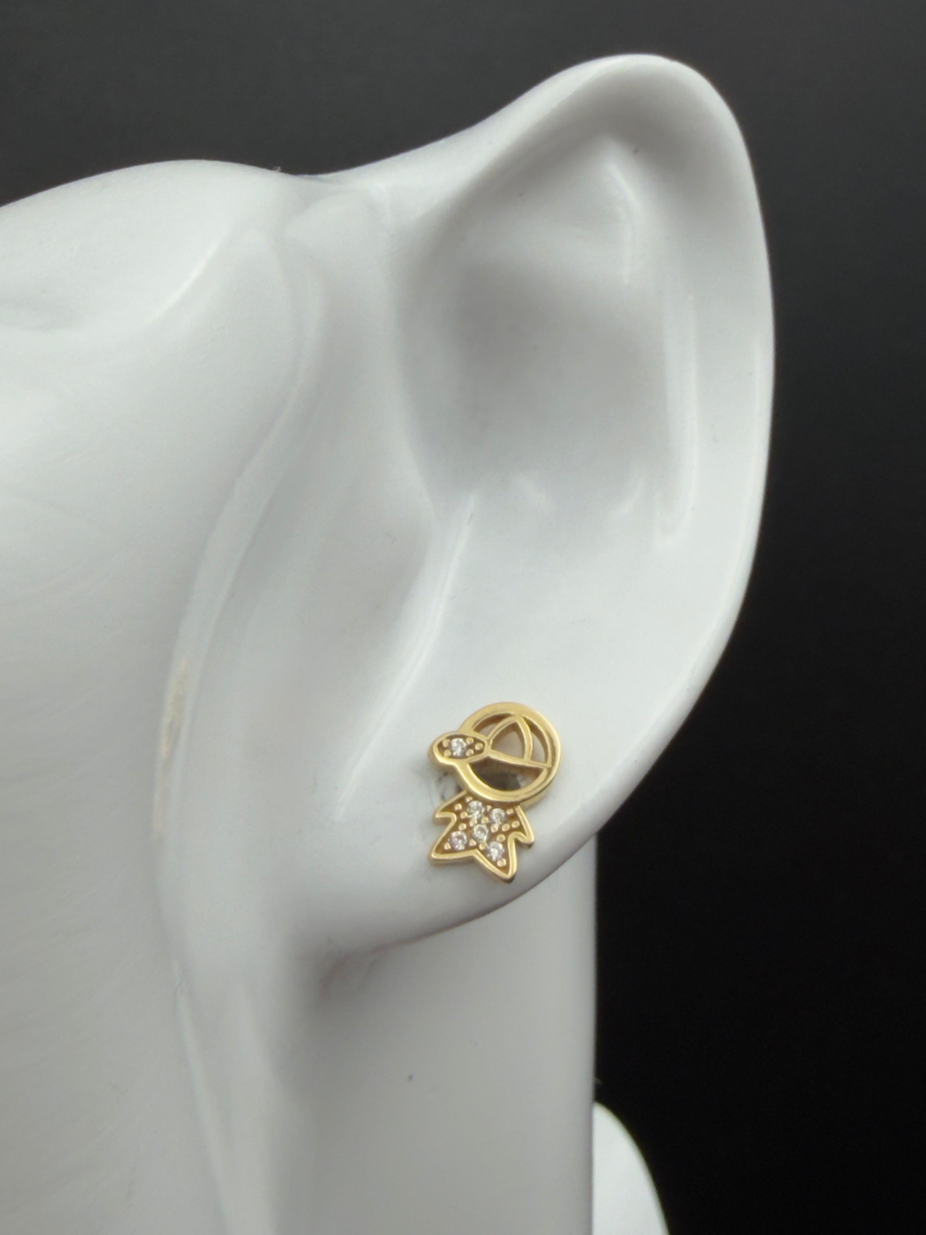 Aretes - Topos Oro Niña Zirconia Blanca 18K Italiano
