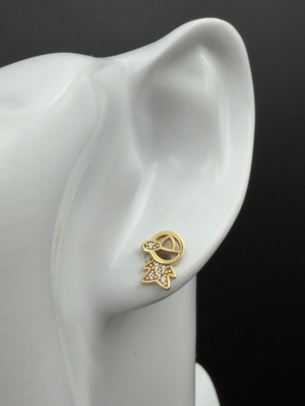 Aretes - Topos Oro Niña Zirconia Blanca 18K Italiano
