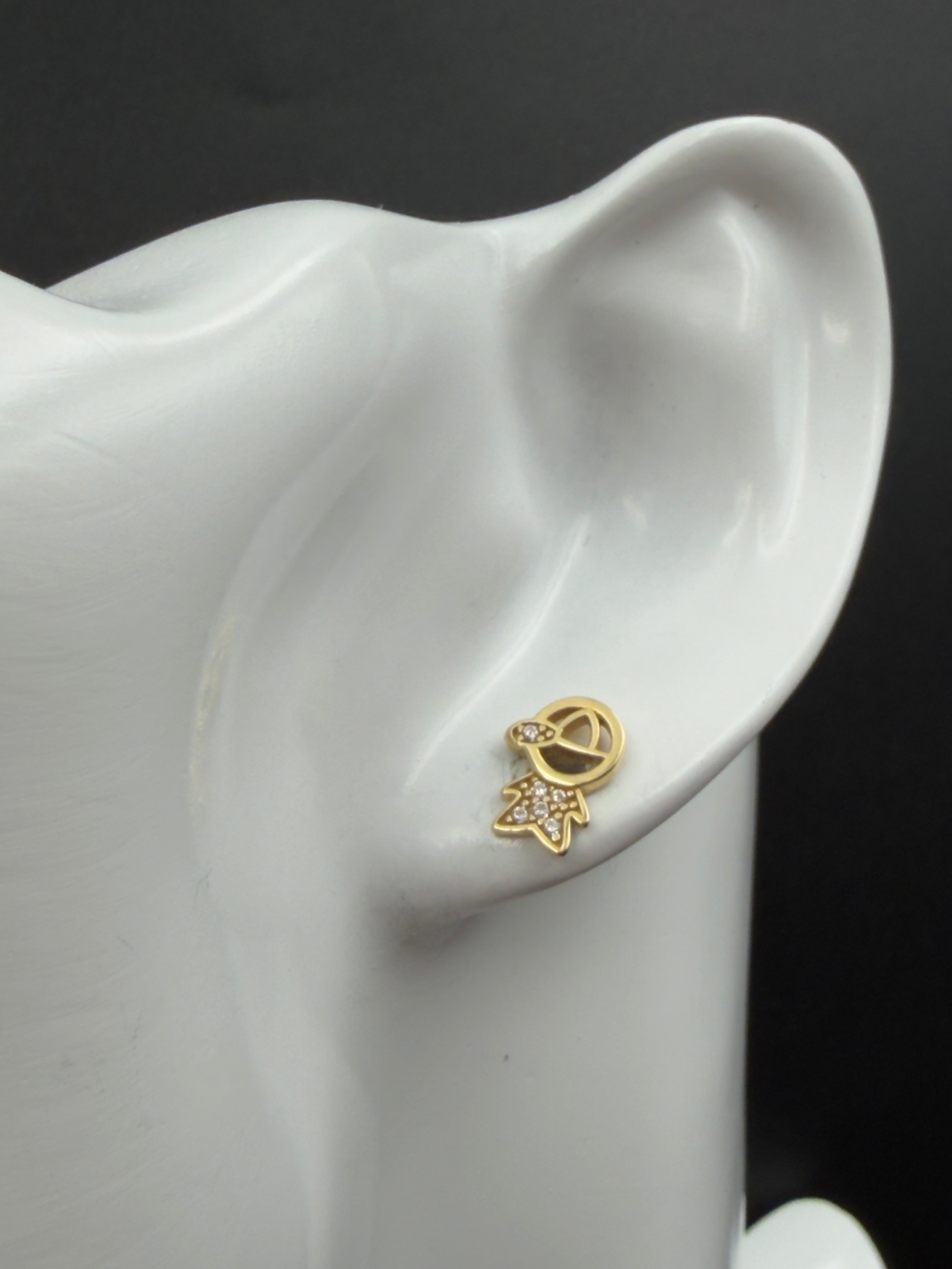 Aretes - Topos Oro Niña Zirconia Blanca 18K Italiano