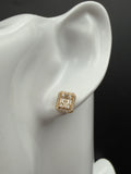 Aretes - Topos Zirconia Blanca Oro 18K Italiano 2.56 g