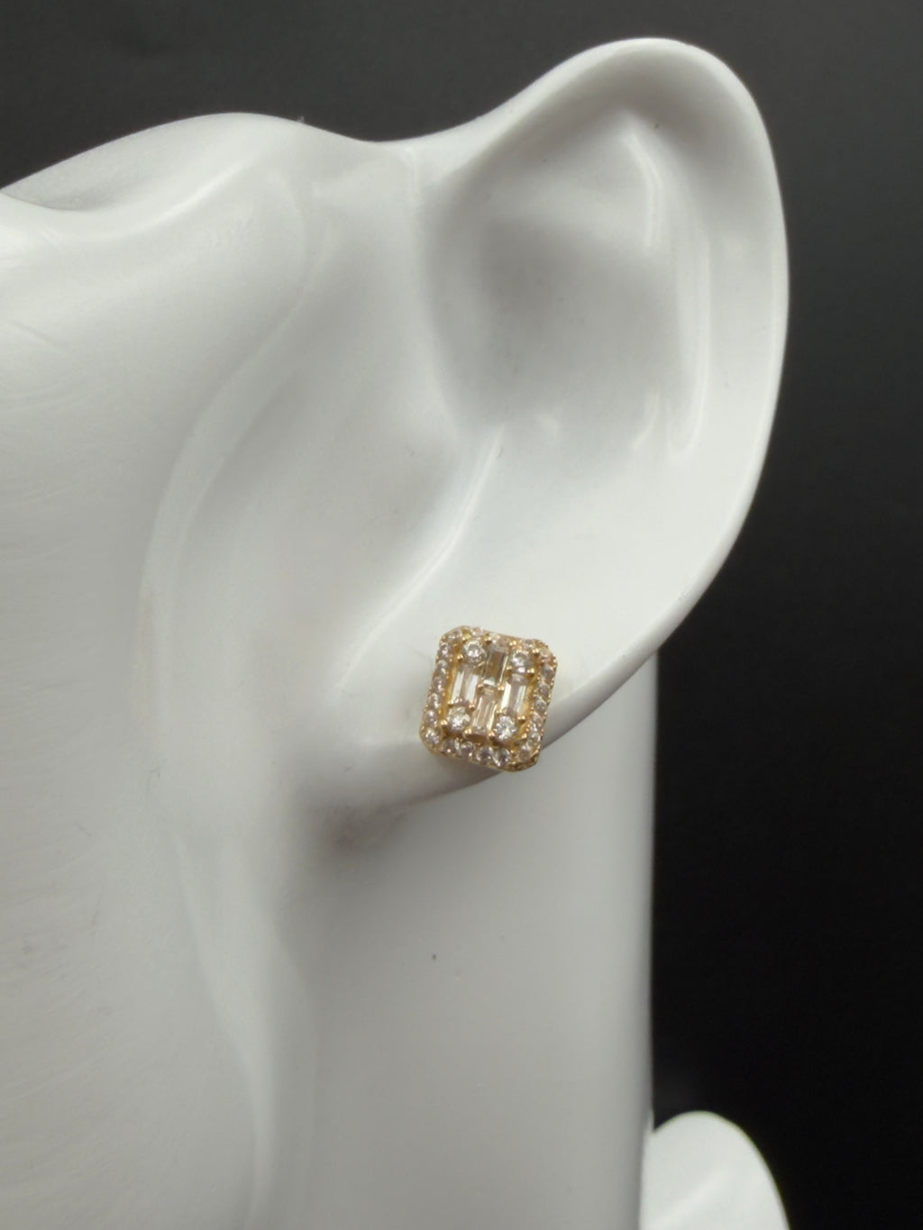 Aretes - Topos Zirconia Blanca Oro 18K Italiano 2.56 g