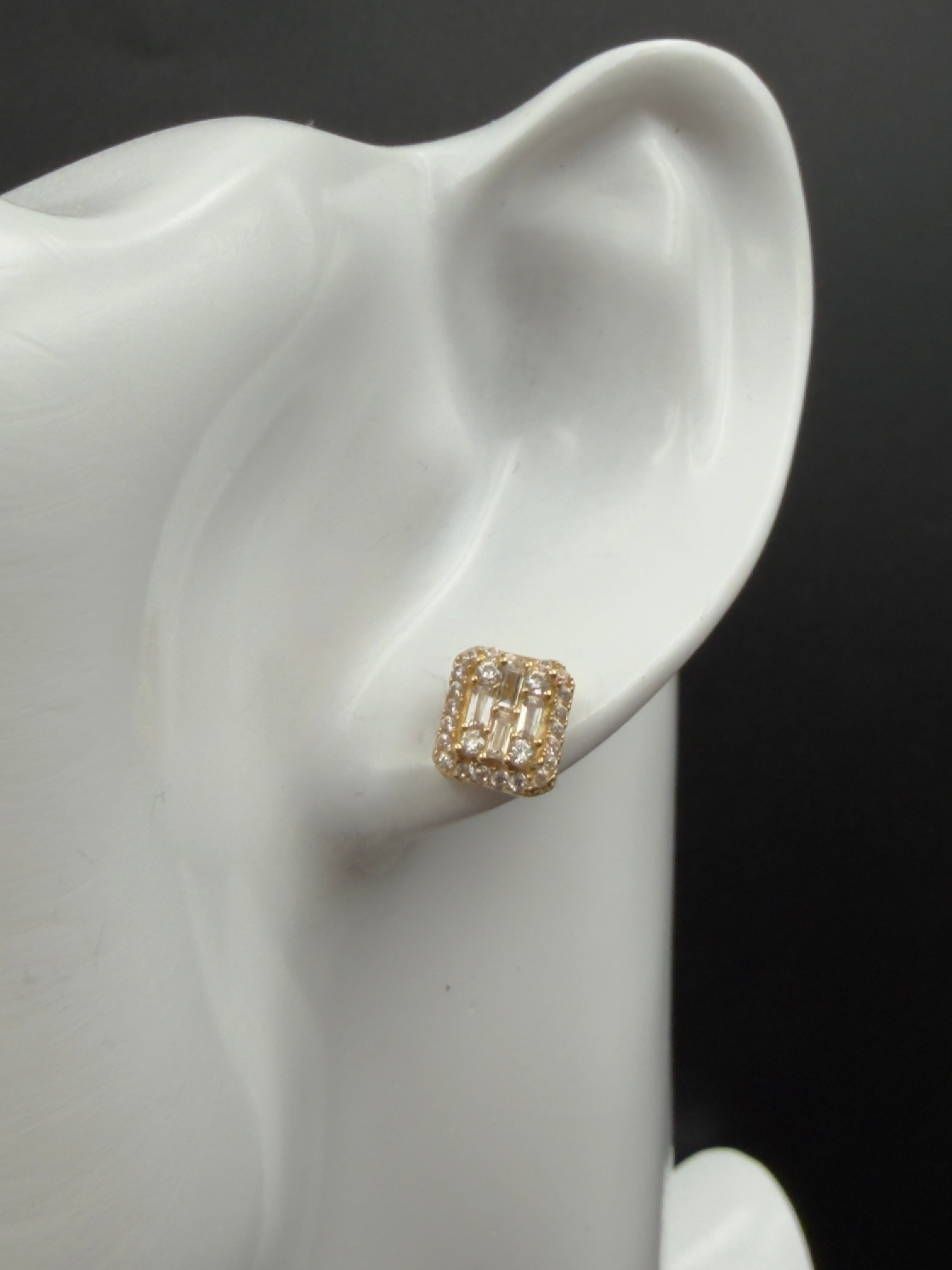 Aretes - Topos Zirconia Blanca Oro 18K Italiano 2.56 g