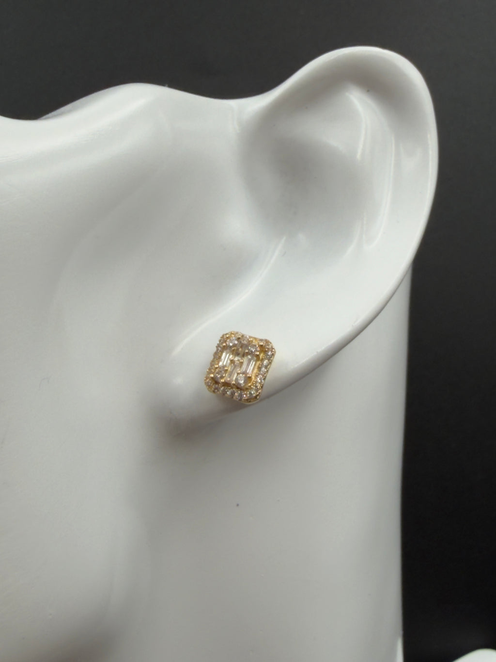 Aretes - Topos Zirconia Blanca Oro 18K Italiano 2.56 g