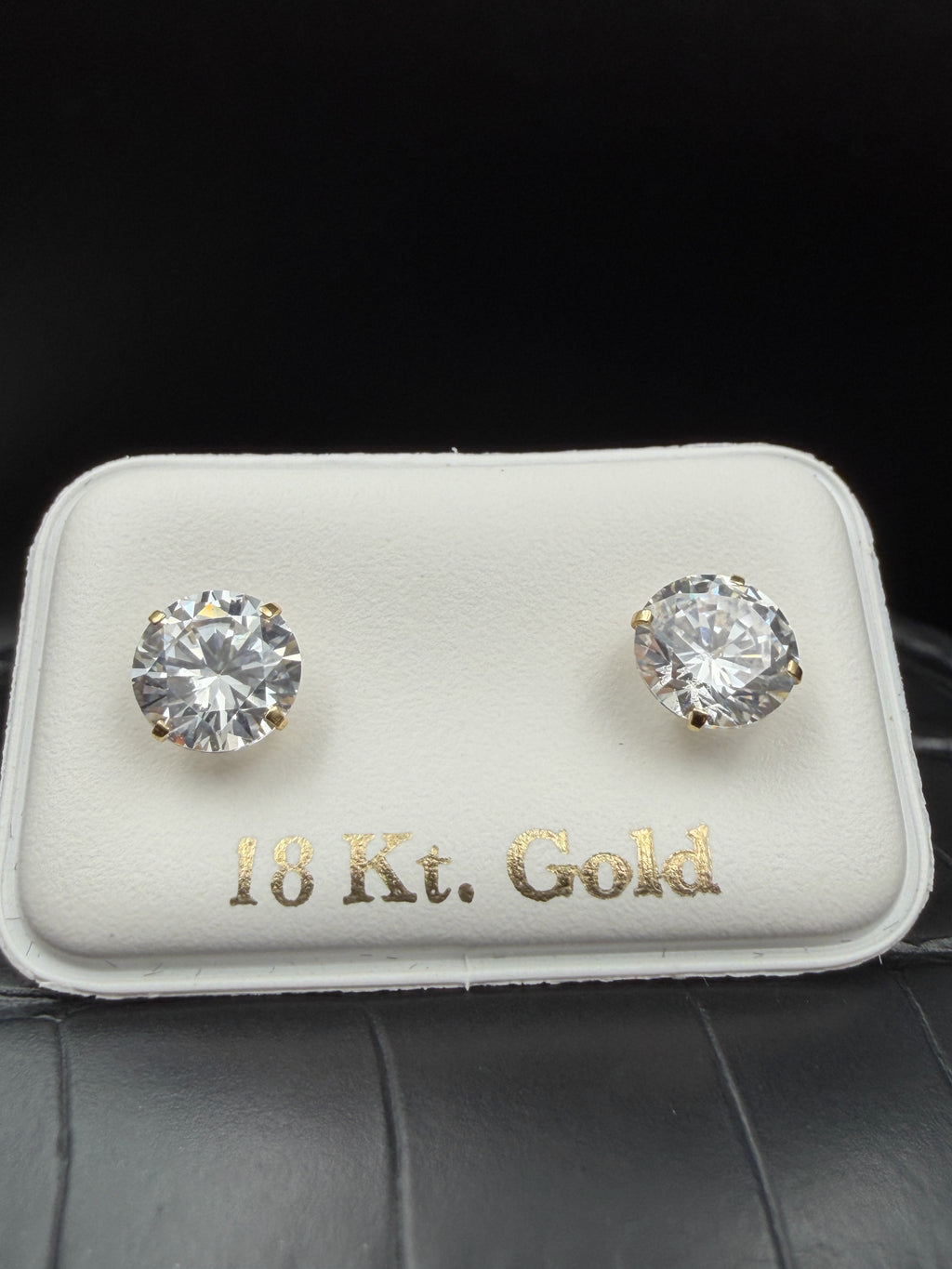 Aretes - Topos Zirconia Blanca Oro 18K Italiano