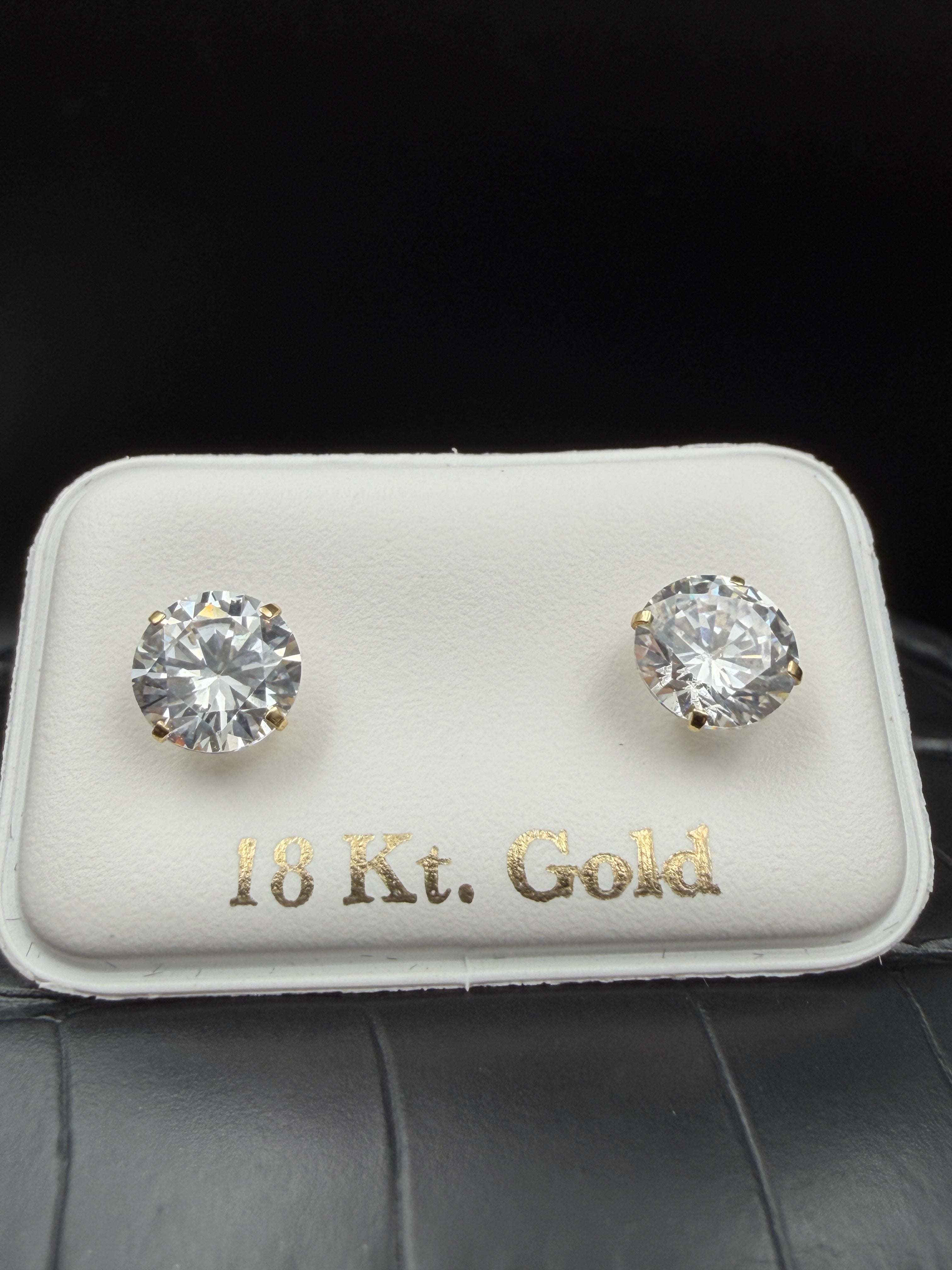 Aretes - Topos Zirconia Blanca Oro 18K Italiano