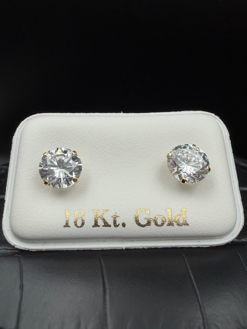Aretes - Topos Zirconia Blanca Oro 18K Italiano