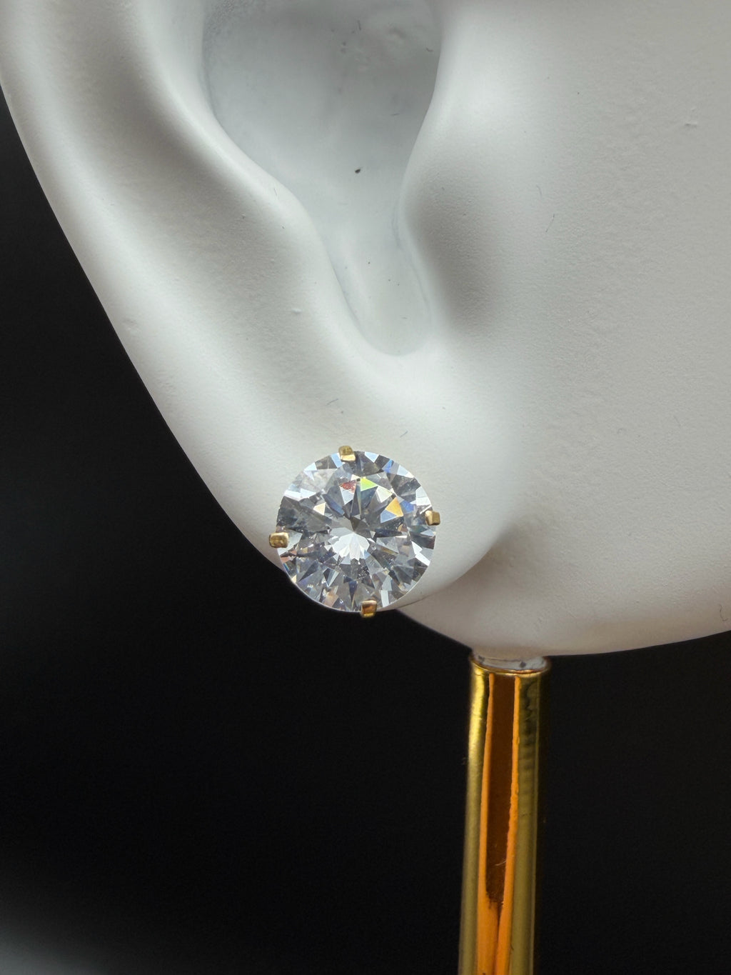 Aretes - Topos Zirconia Blanca Oro 18K Italiano