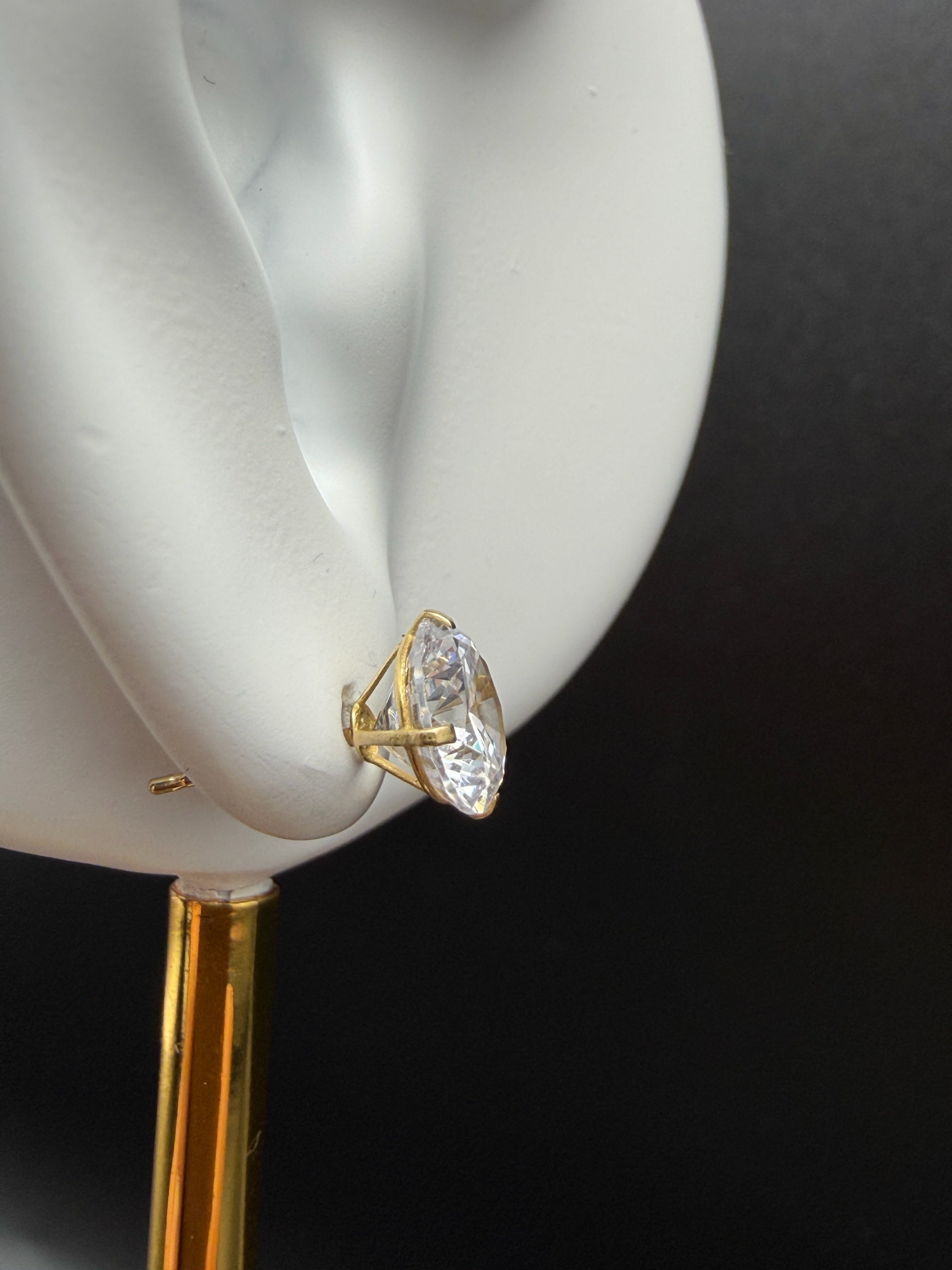 Aretes - Topos Zirconia Blanca Oro 18K Italiano