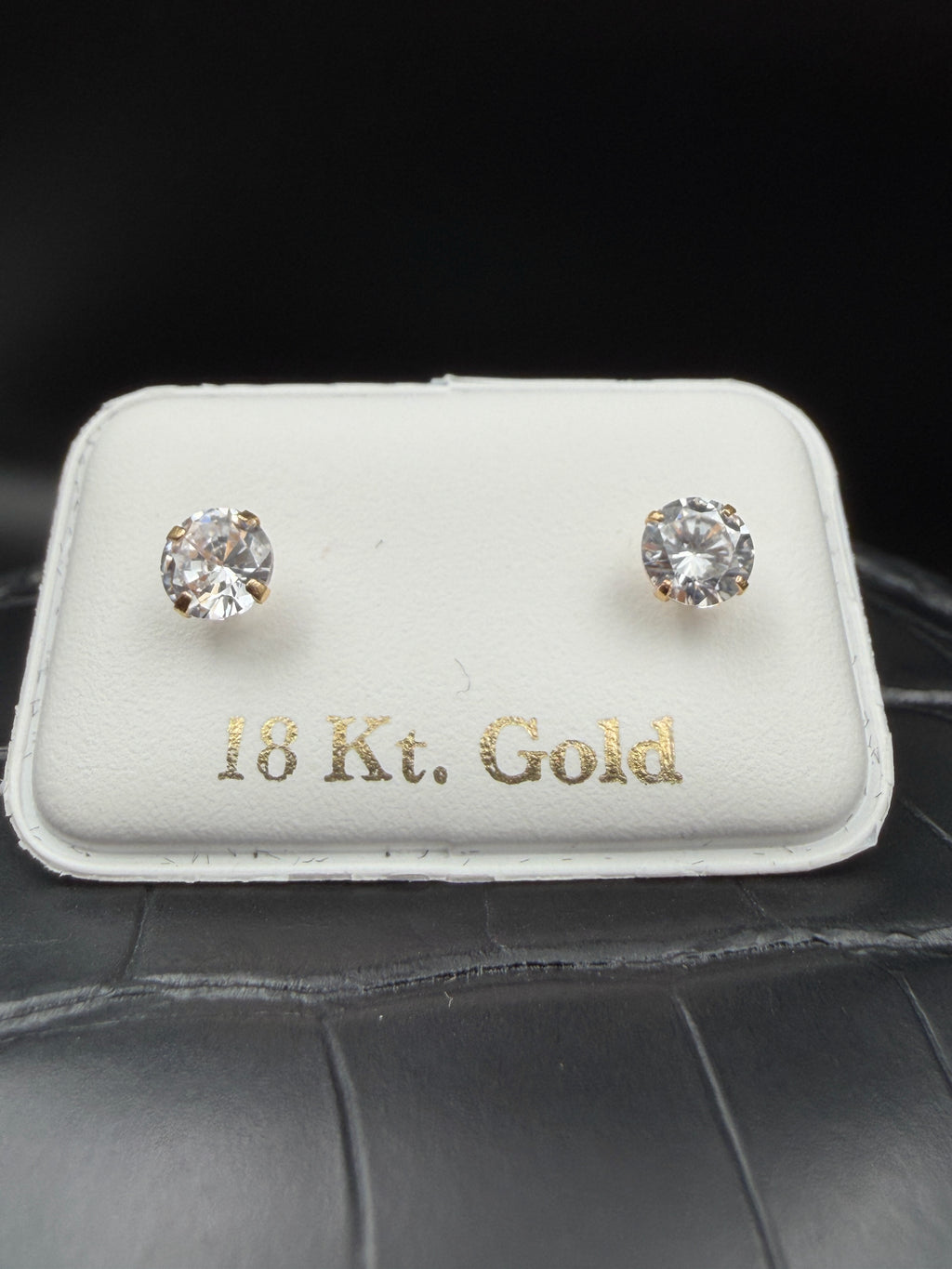 Aretes - Topos Zirconia Blanca Oro 18K Italiano