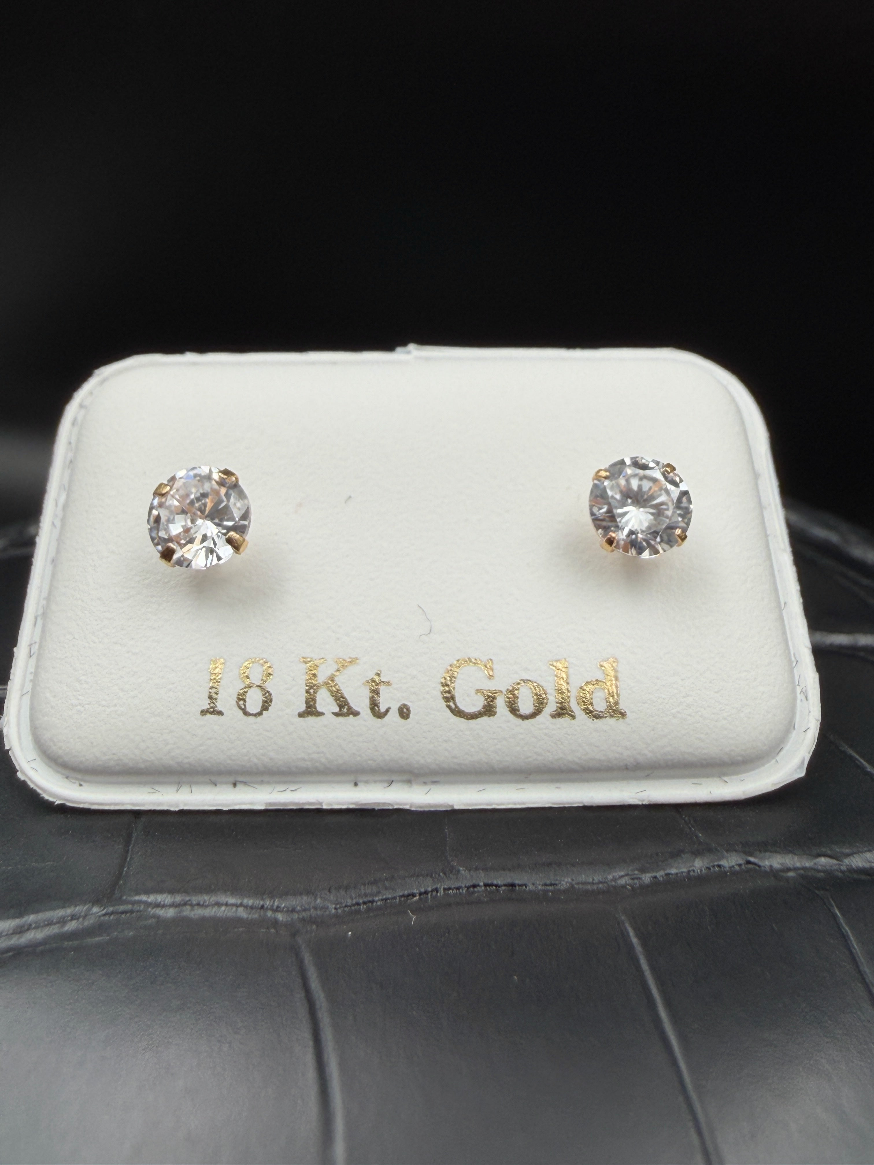 Aretes - Topos Zirconia Blanca Oro 18K Italiano