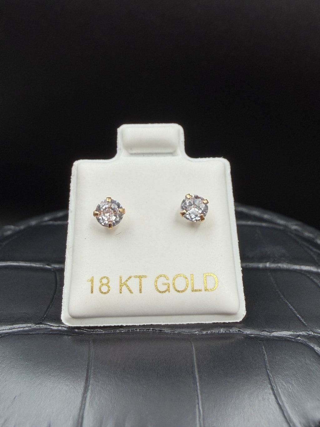 Aretes - Topos Zirconia Blanca Oro 18K Italiano